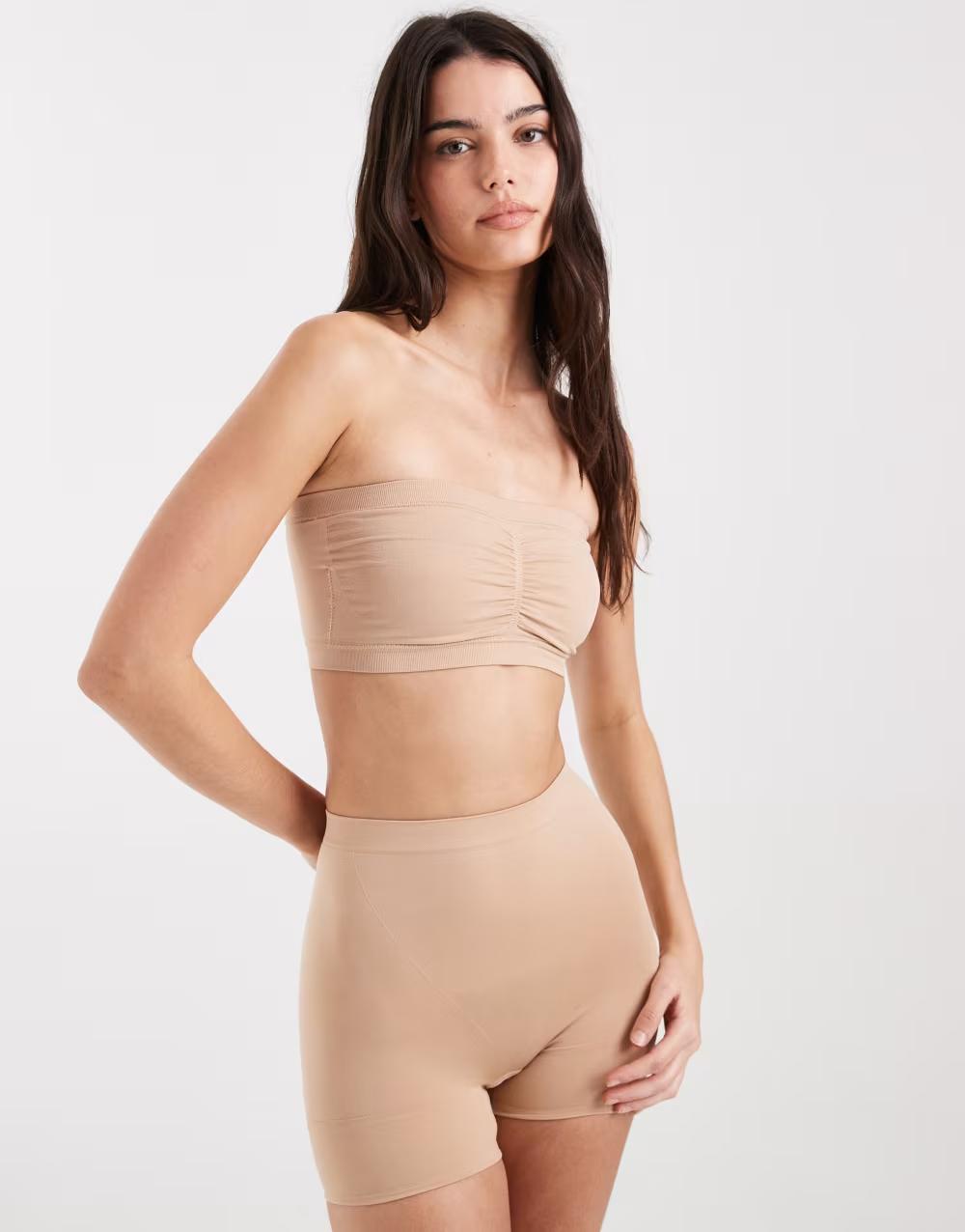 BEŻOWY GŁADKI BIUSTONOSZ BANDEAU