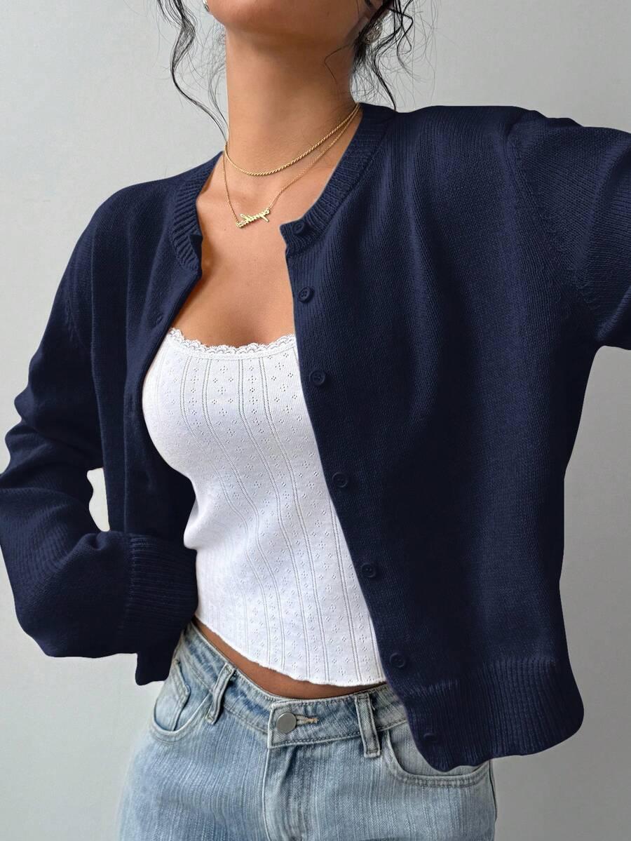 GRANATOWY SWETER GUZIKI