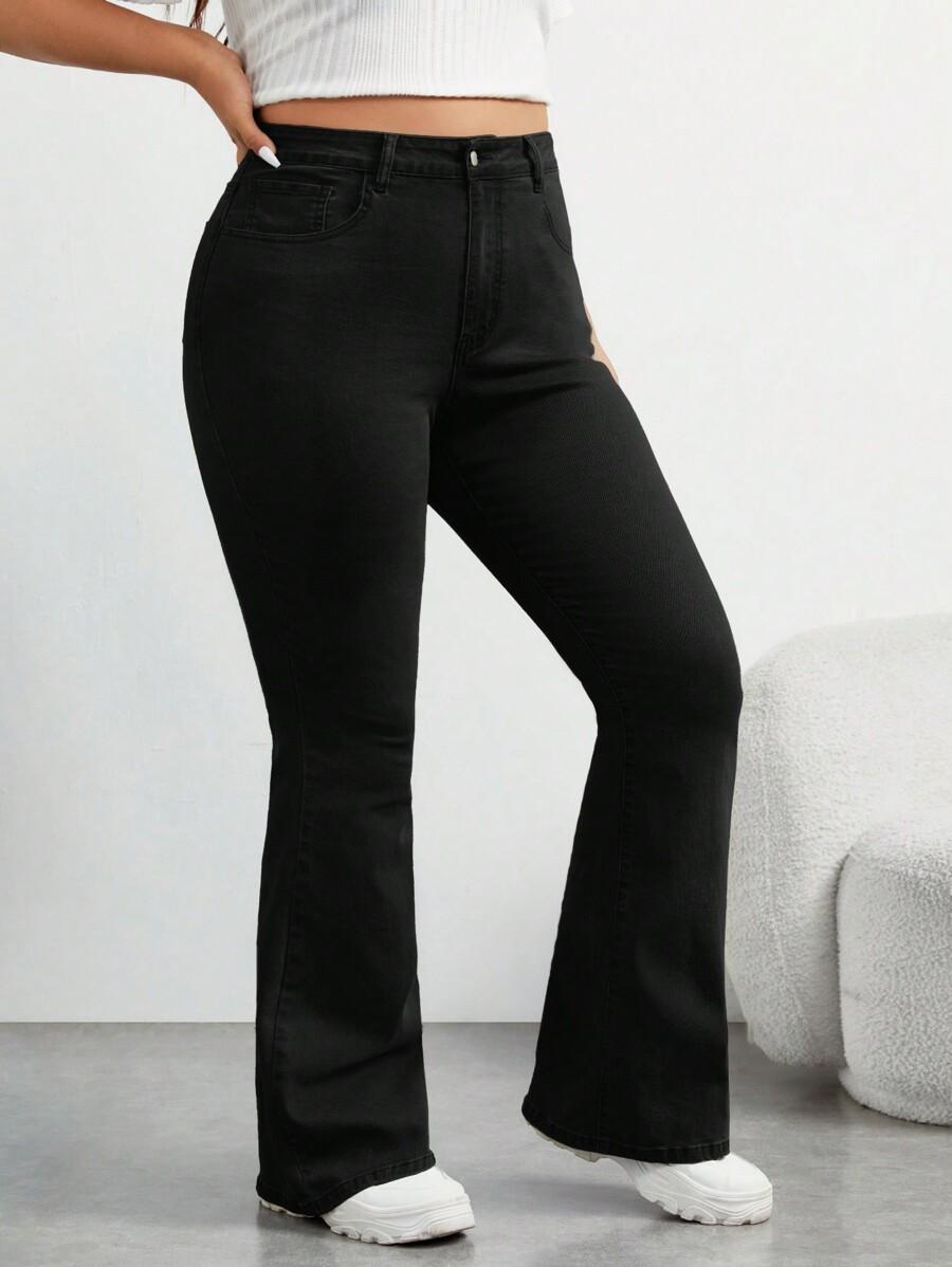 CZARNE SPODNIE JEANS DZWONY 