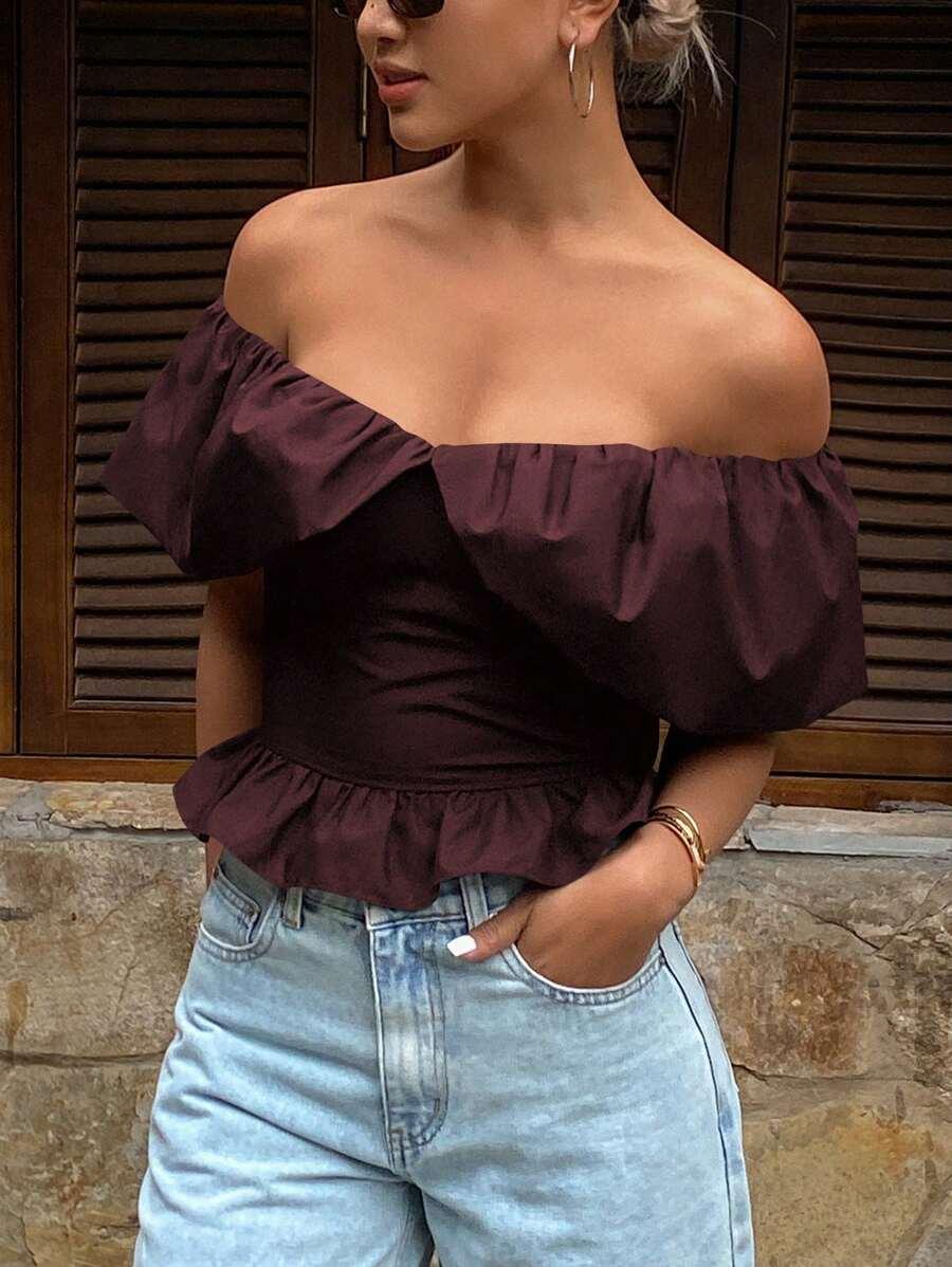BURGUNDOWY TOP ODKRYTE RAMIONA
