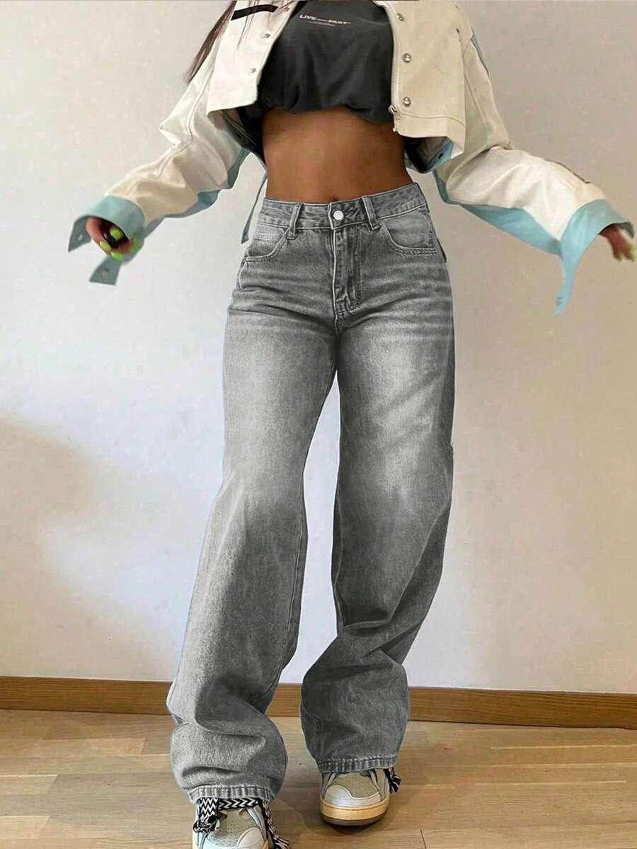 szare spodnie jeans 