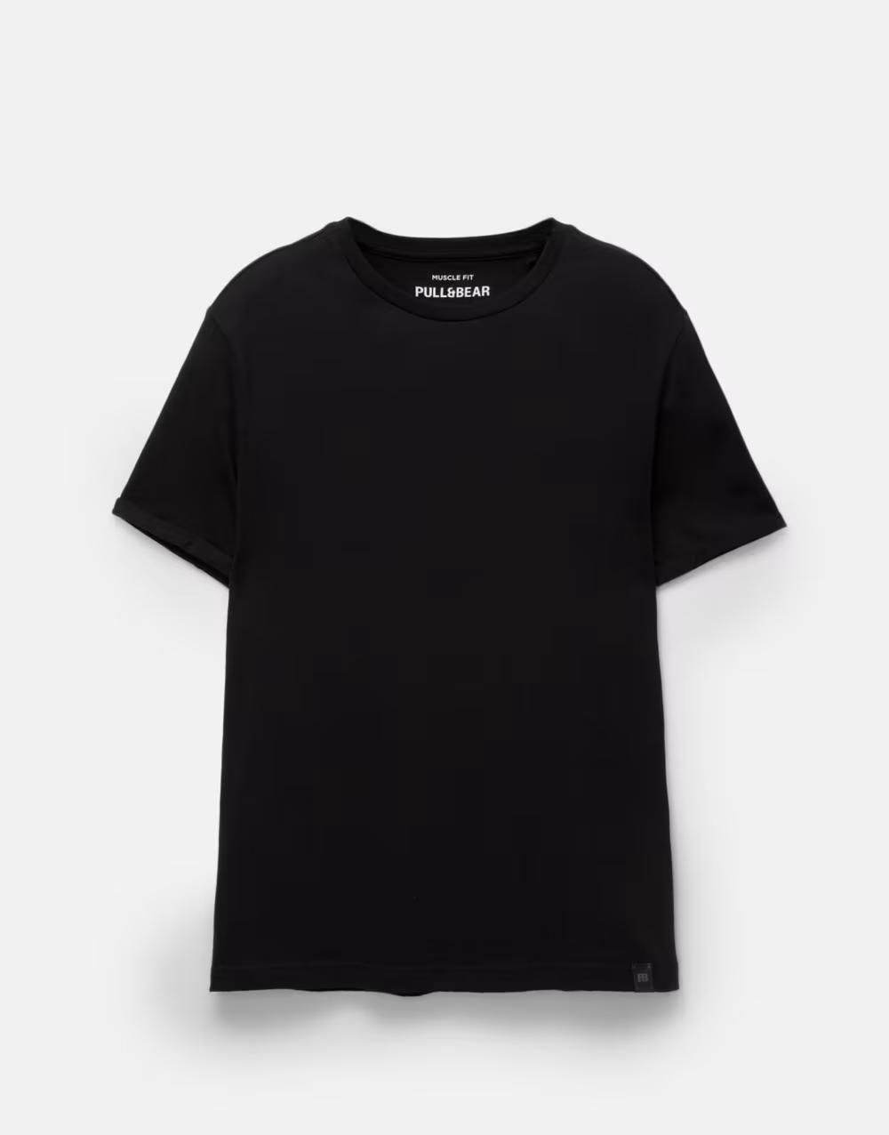CZARNY T-SHIRT OKRĄGŁY DEKOLT