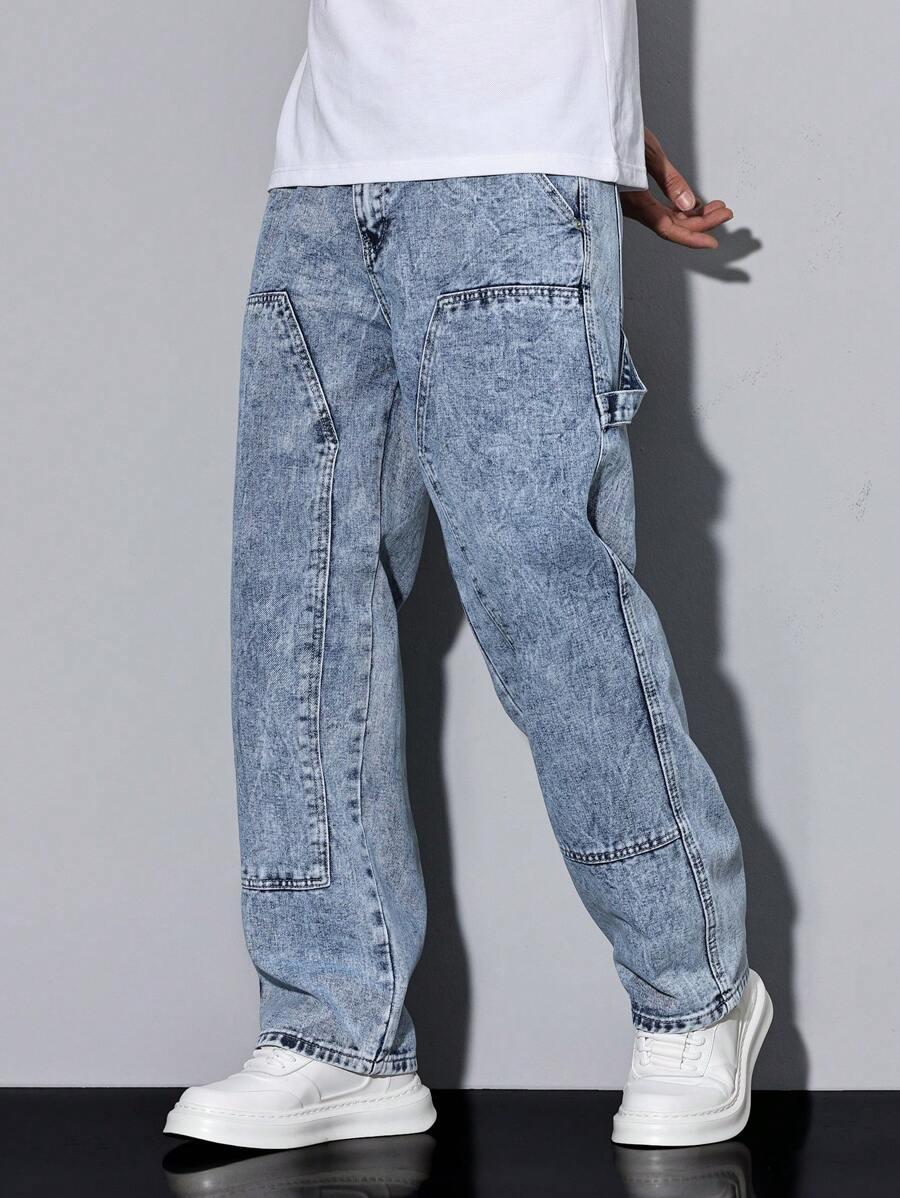 niebieskie spodnie jeans wide leg