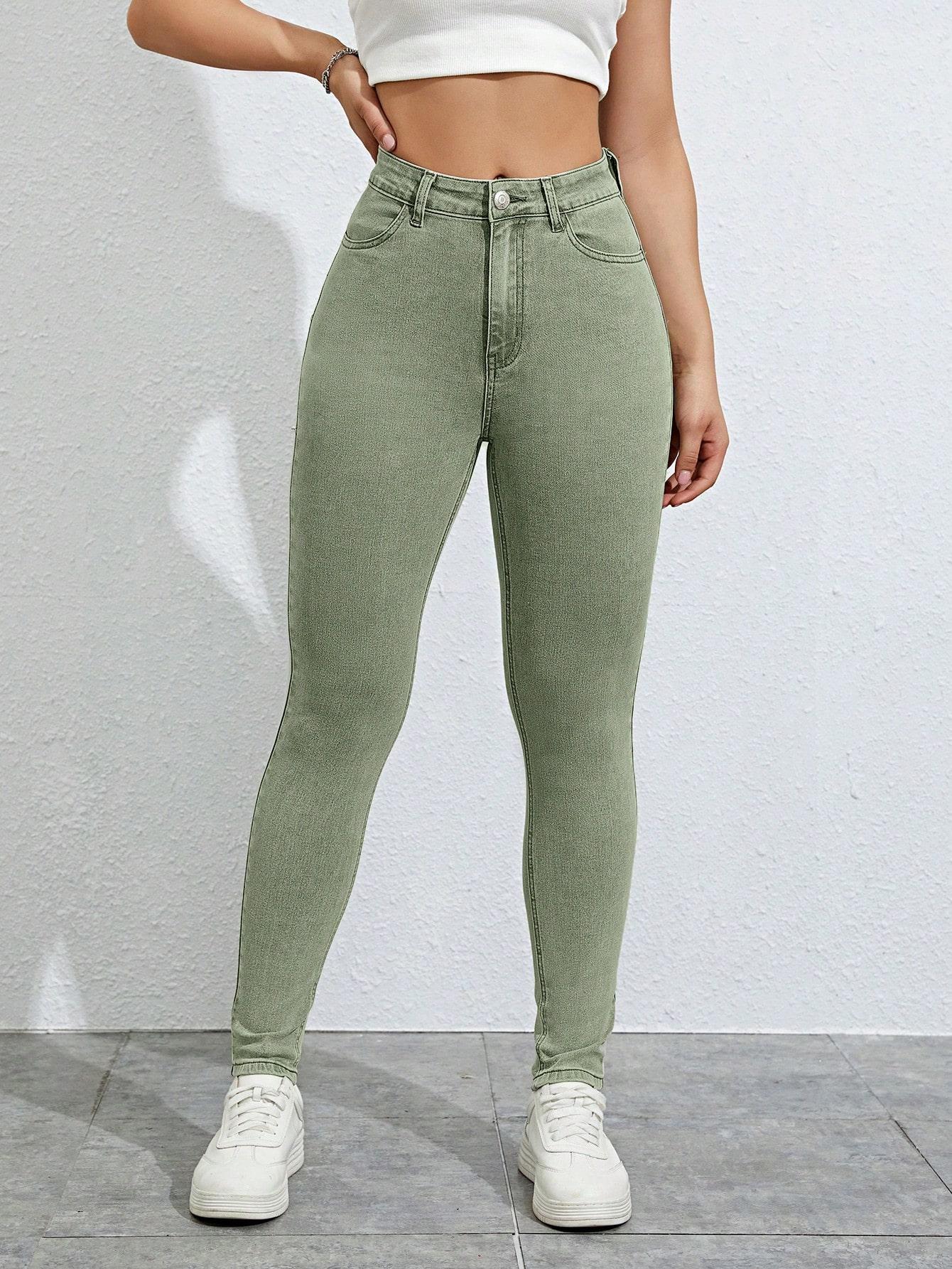 ZIELONE SPODNIE JEANS RURKI
