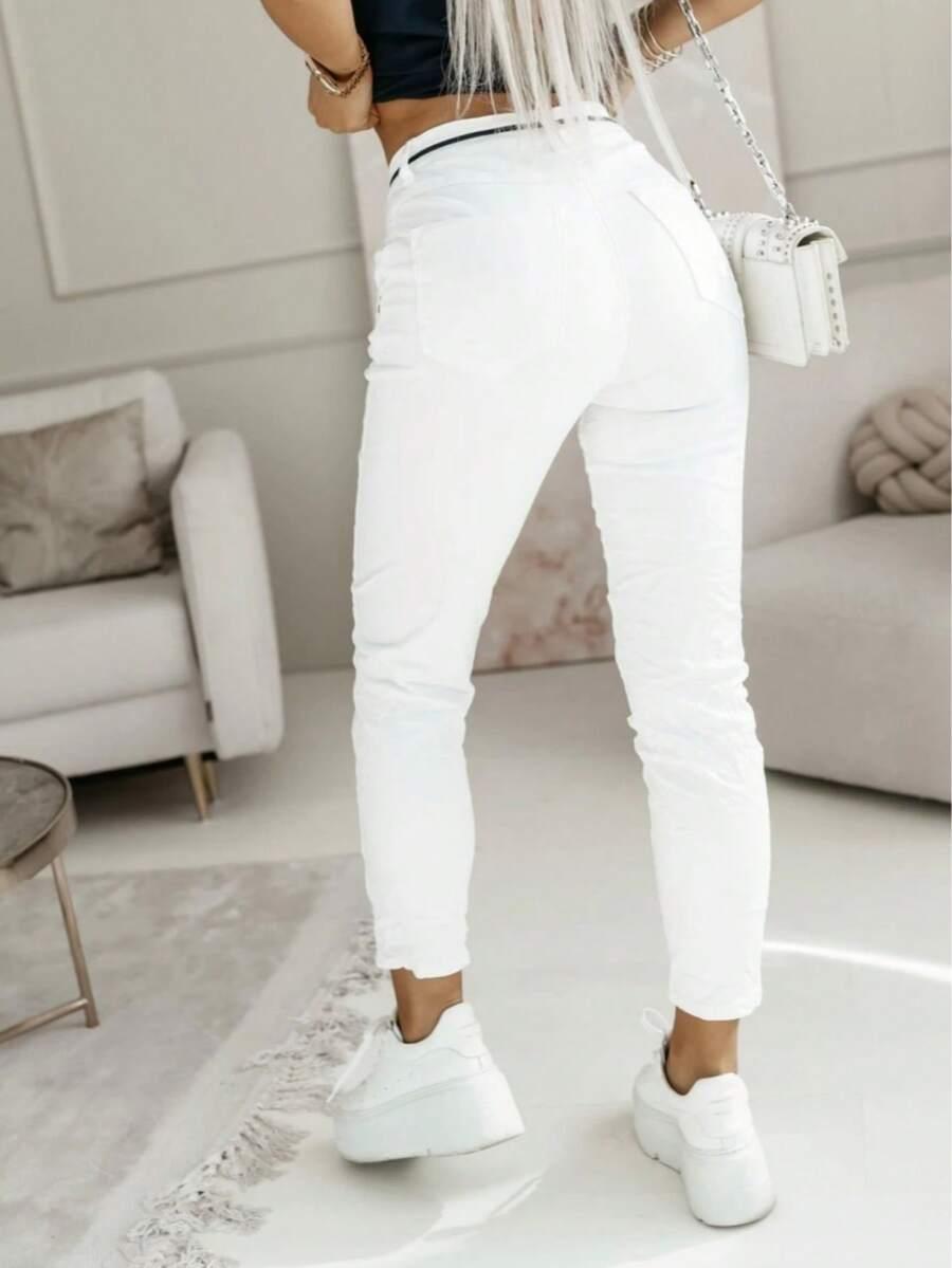 BIAŁE SPODNIE JEANS