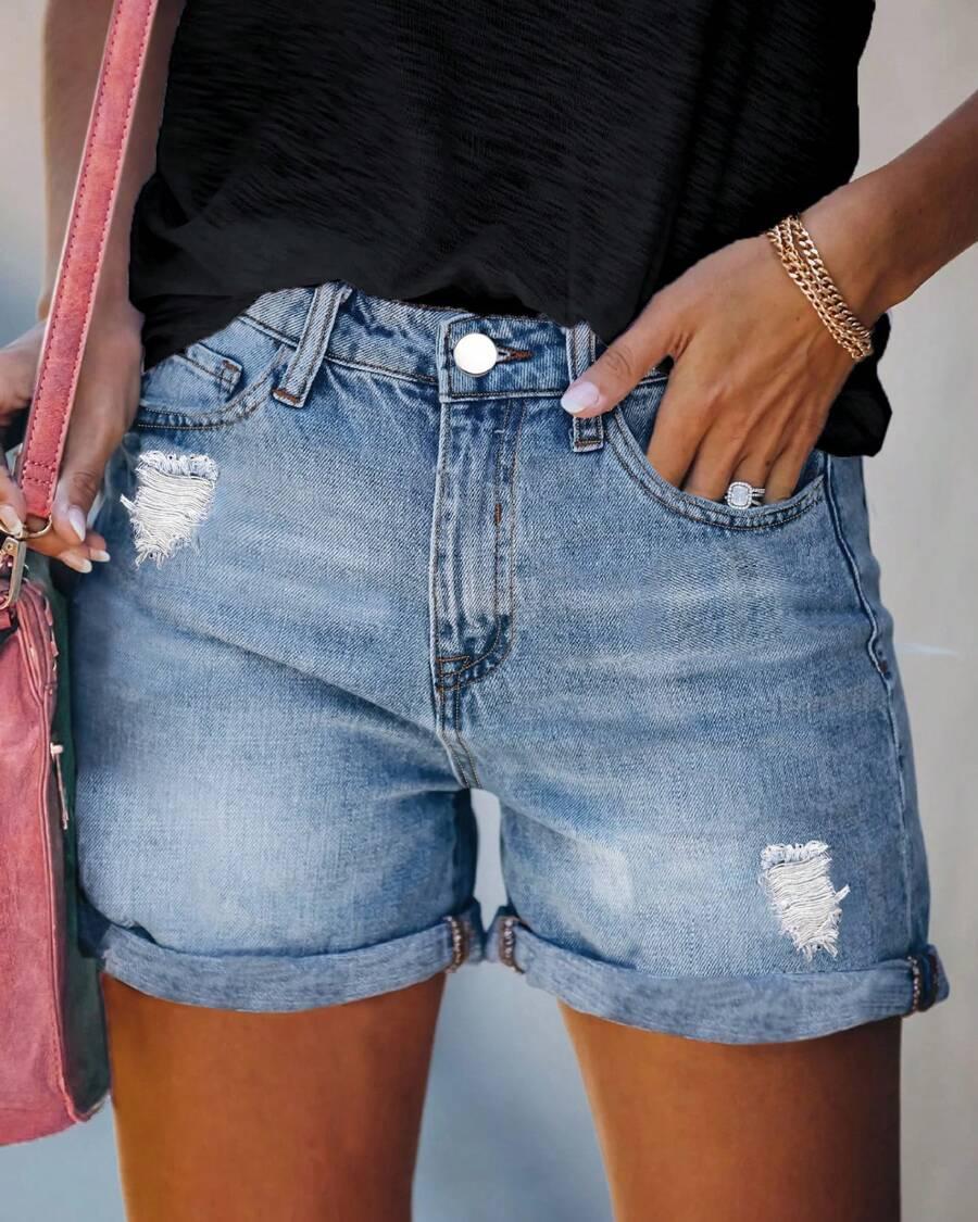 SPODENKI JEANS WYSOKI STAN