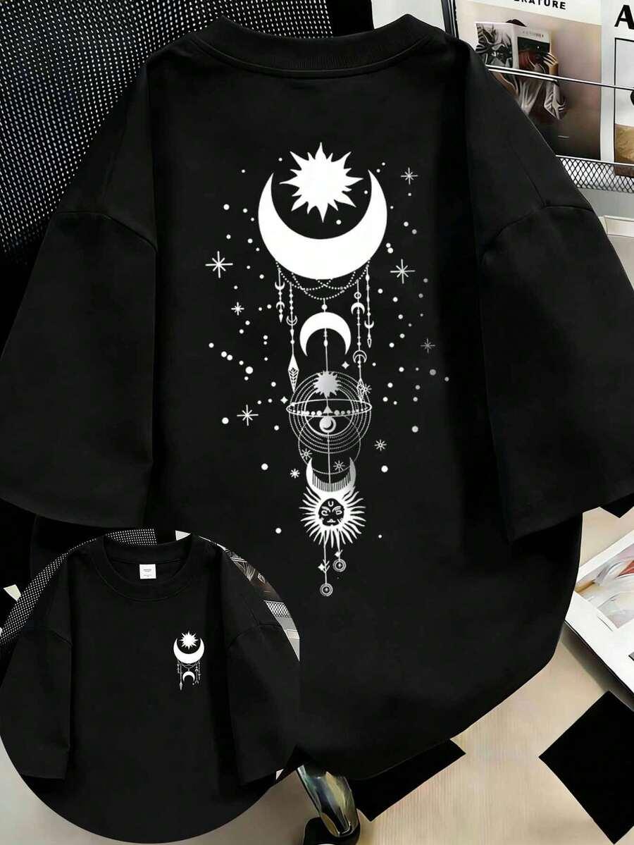 czarny t-shirt print 