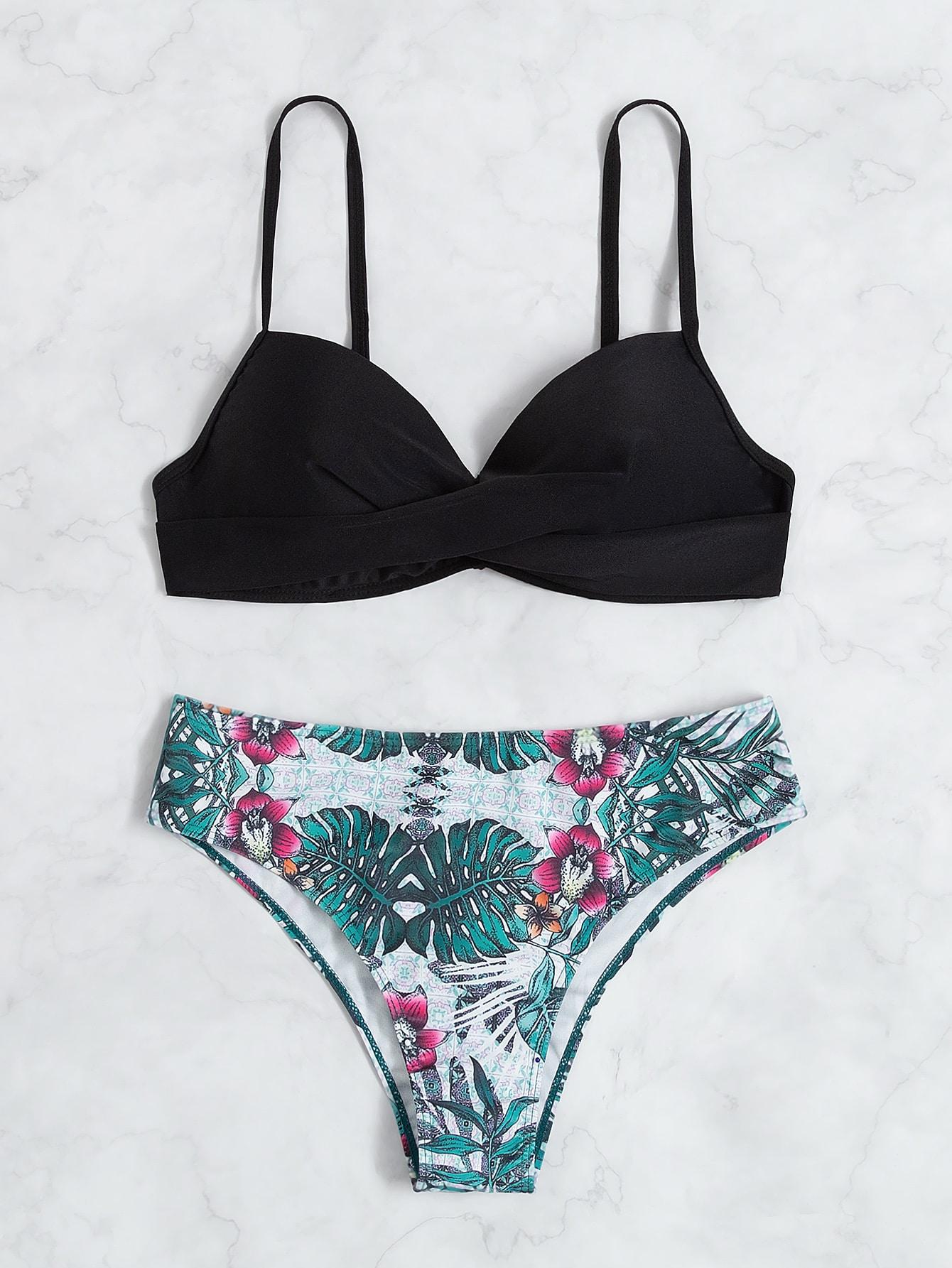 dół od bikini tropical print