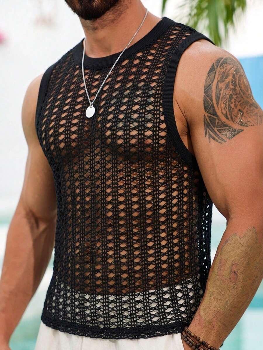 PRZEŚWITUJĄCY TOP MĘSKI