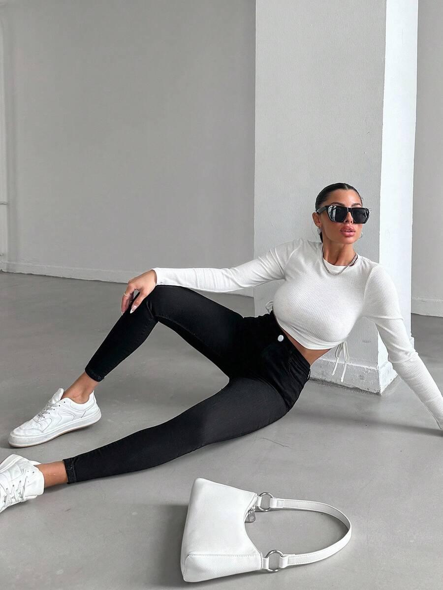CZARNE SPODNIE JEANS