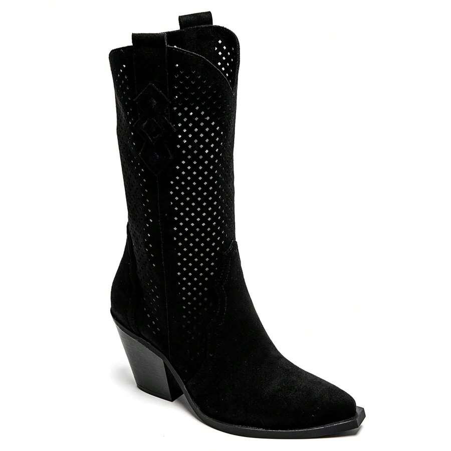 czarne ażurowe botki