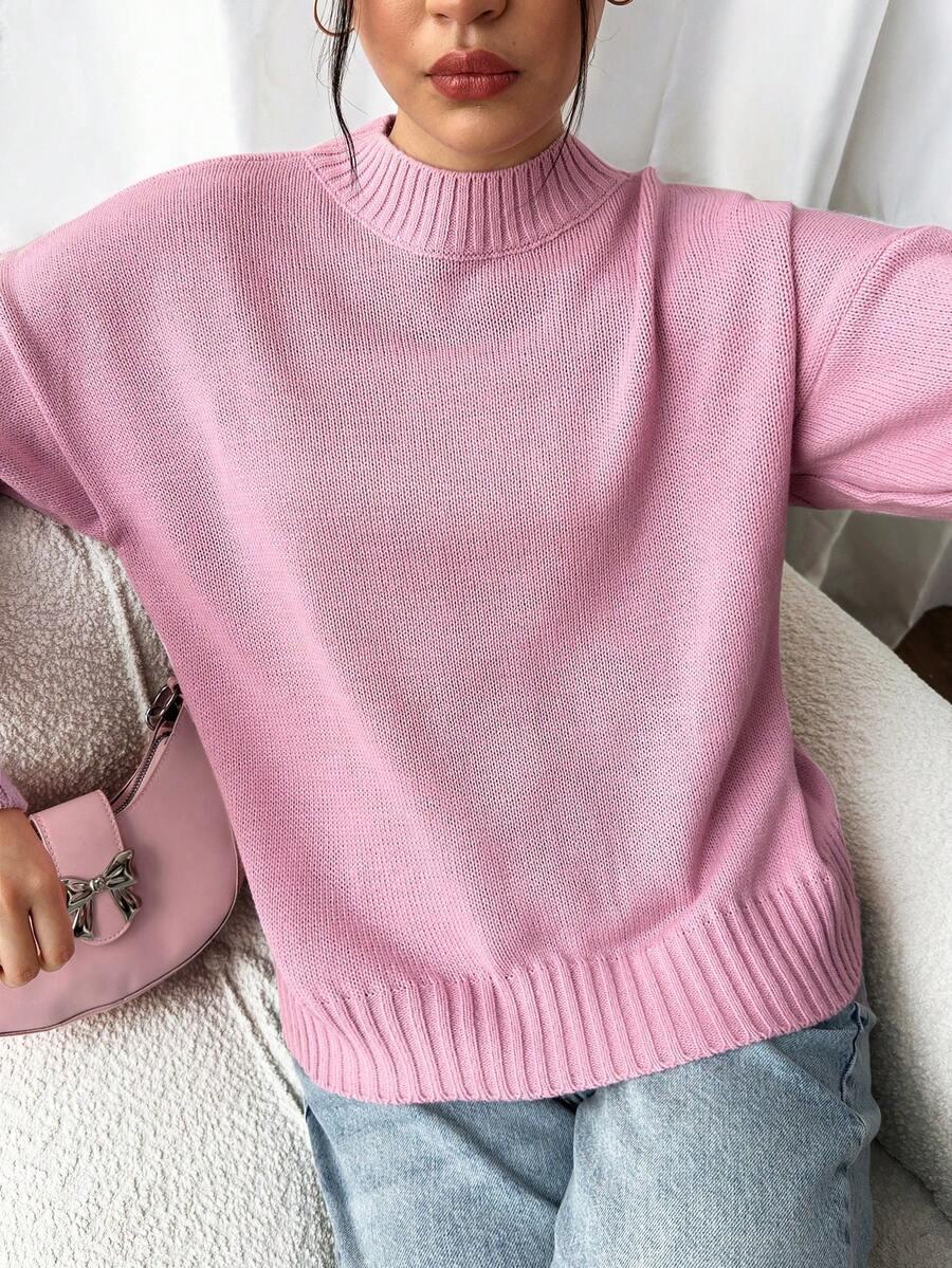 RÓŻOWY SWETER DŁUGI RĘKAW