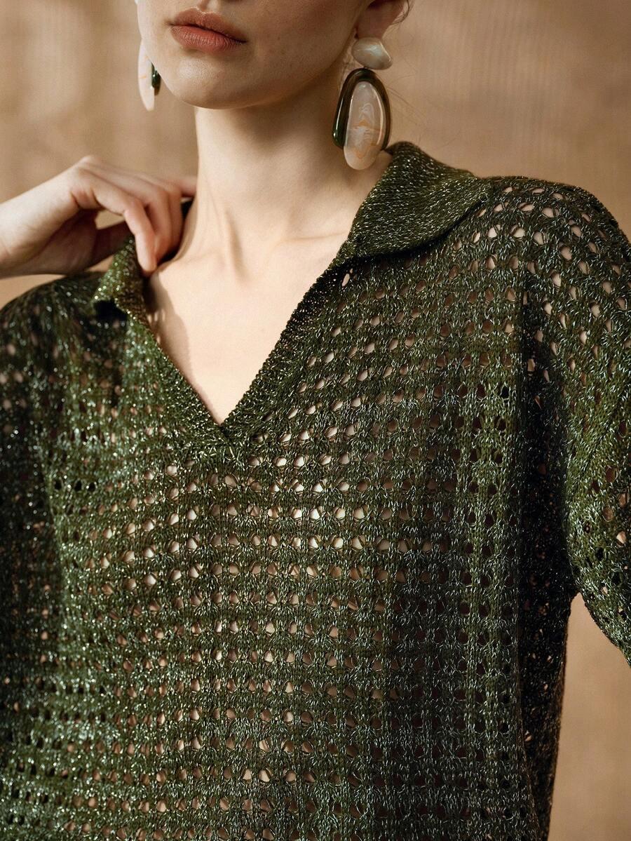 ZIELONY SWETER V-NECK