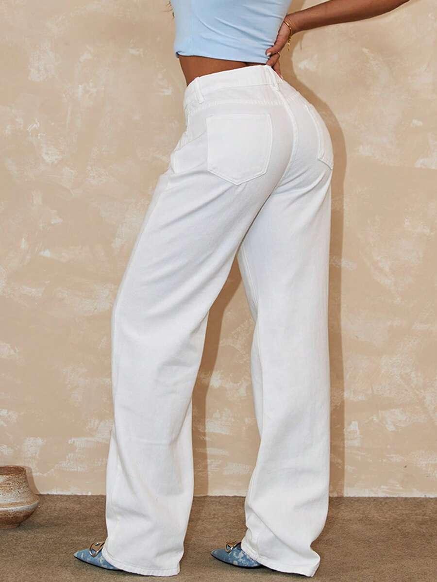 BIAŁE SPODNIE JEANS 