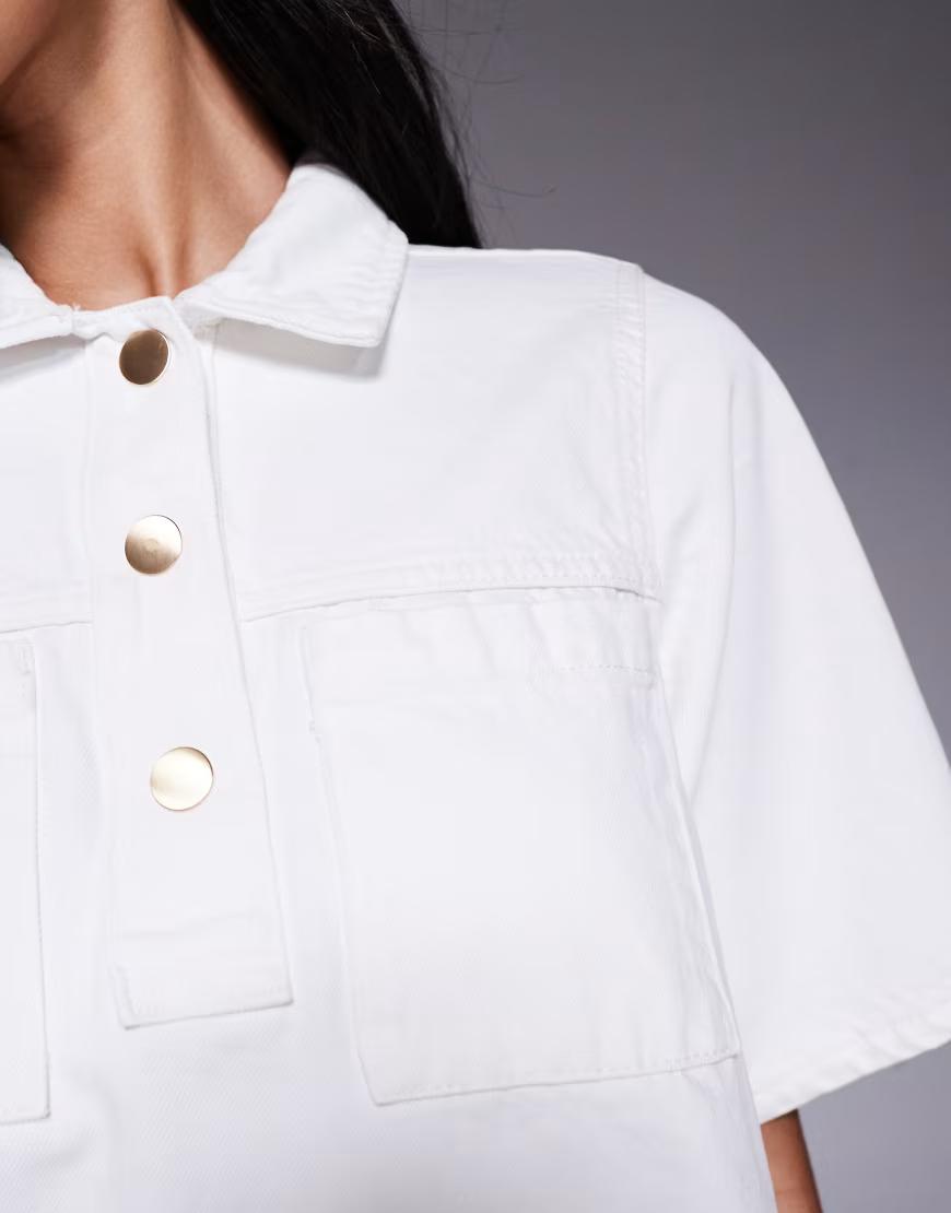 biala mini sukienka kołnierzyk jeans
