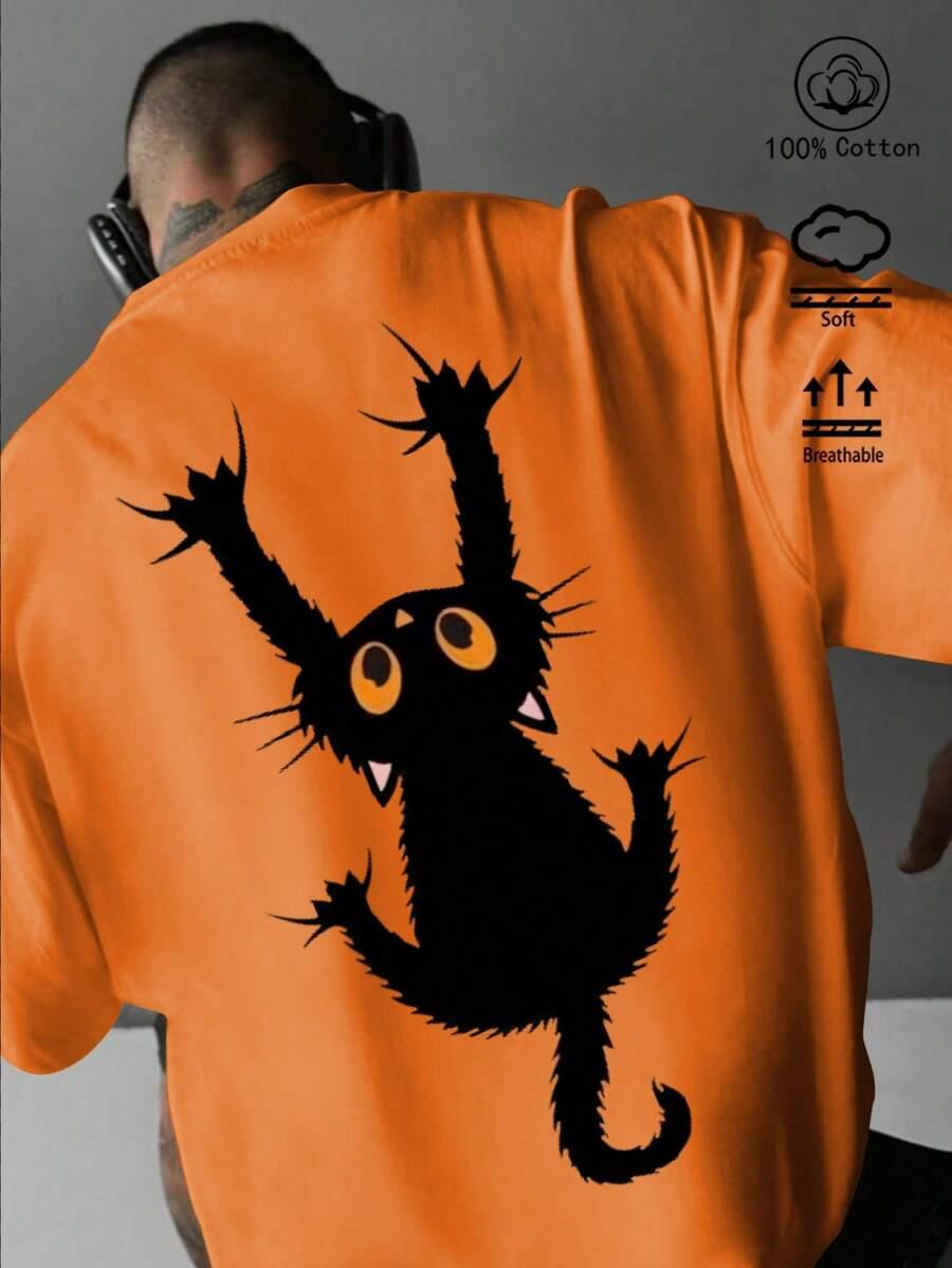 pomarańczowy T-shirt nadruk