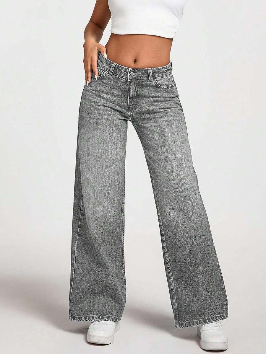 SZARE SPODNIE JEANS