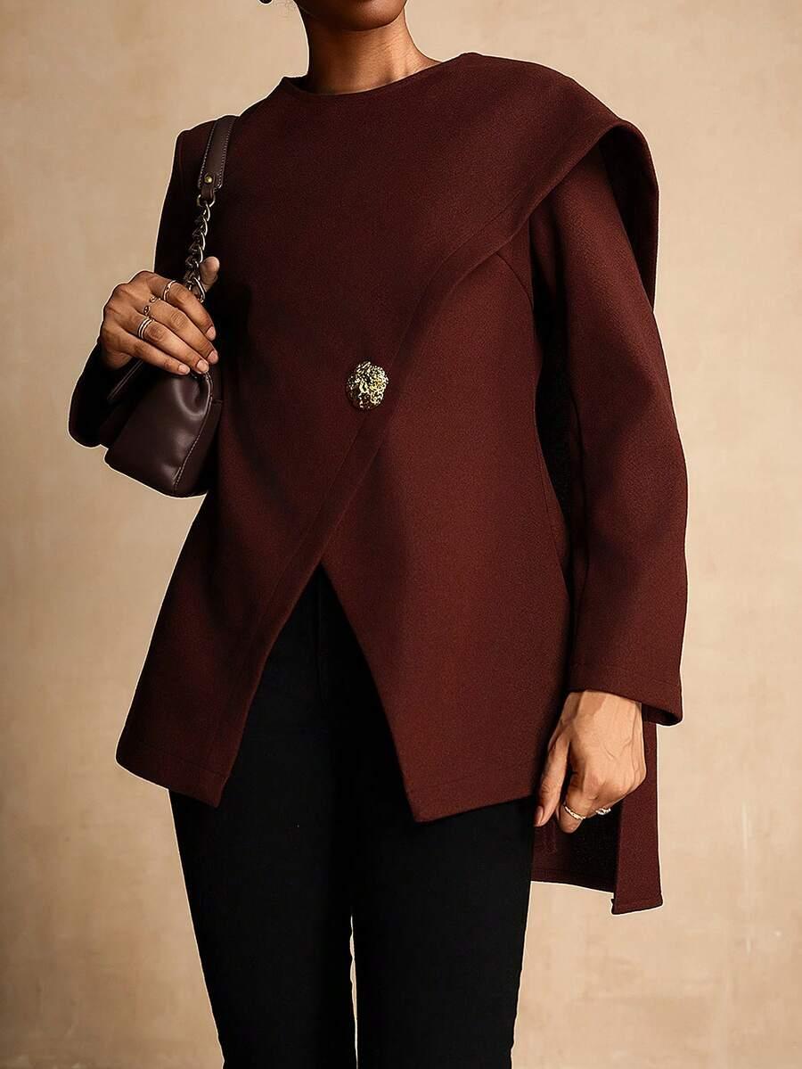 brązowy płaszcz zdobienie