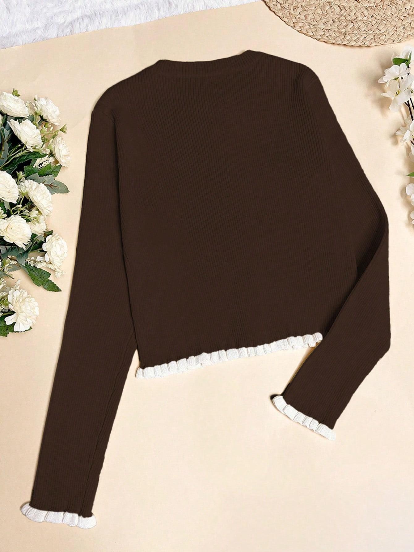 brązowy sweter guziki 