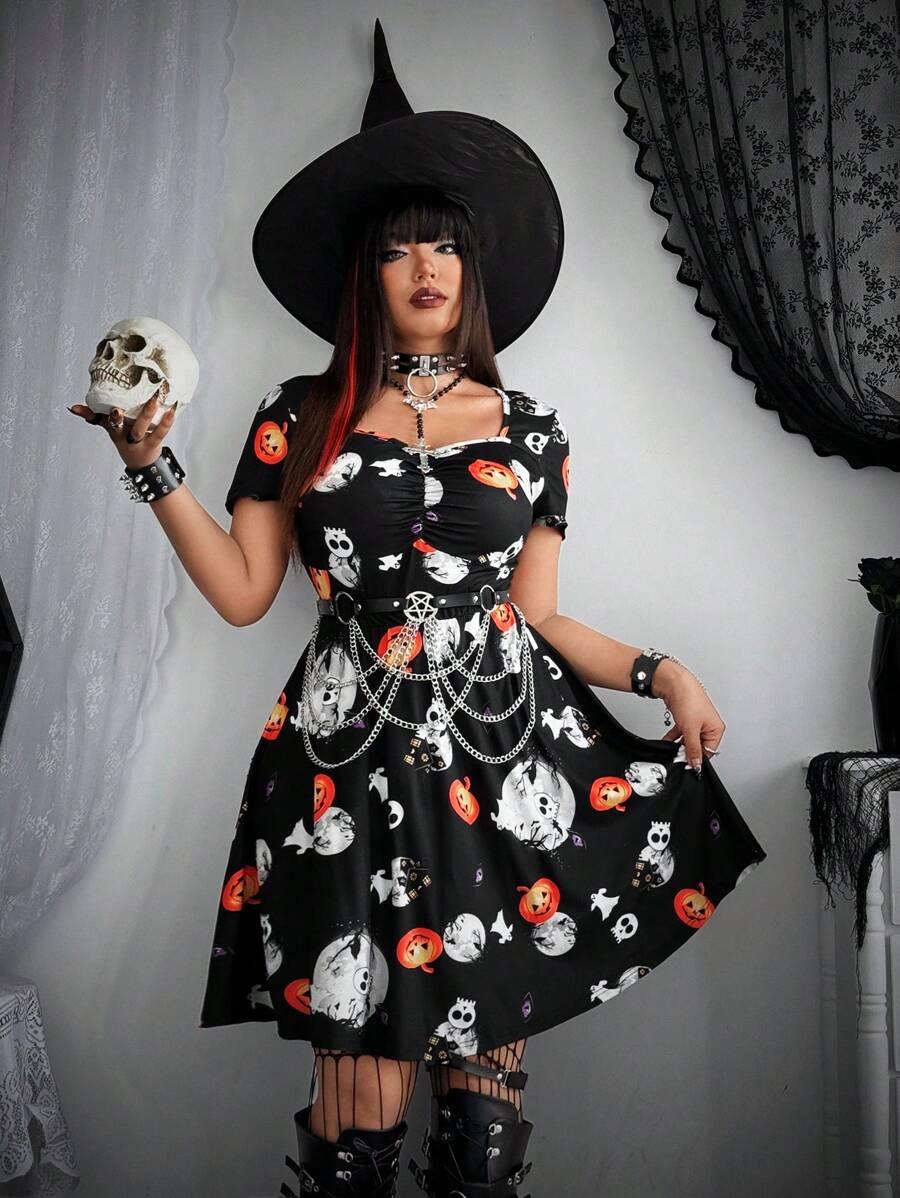 SUKIENKA ROZKLOSZOWANA Z MOTYWEM HALLOWEEN