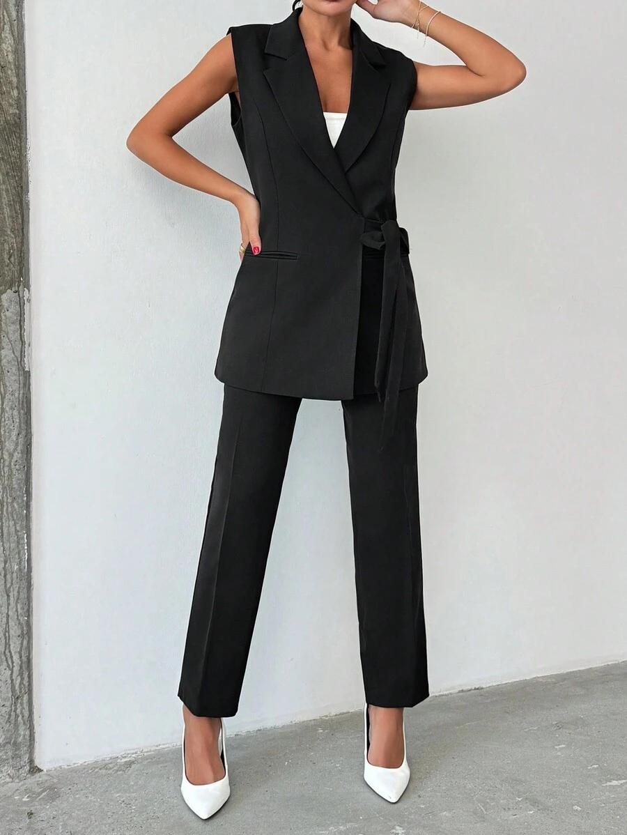 CZARNE ELEGANCKIE SPODNIE