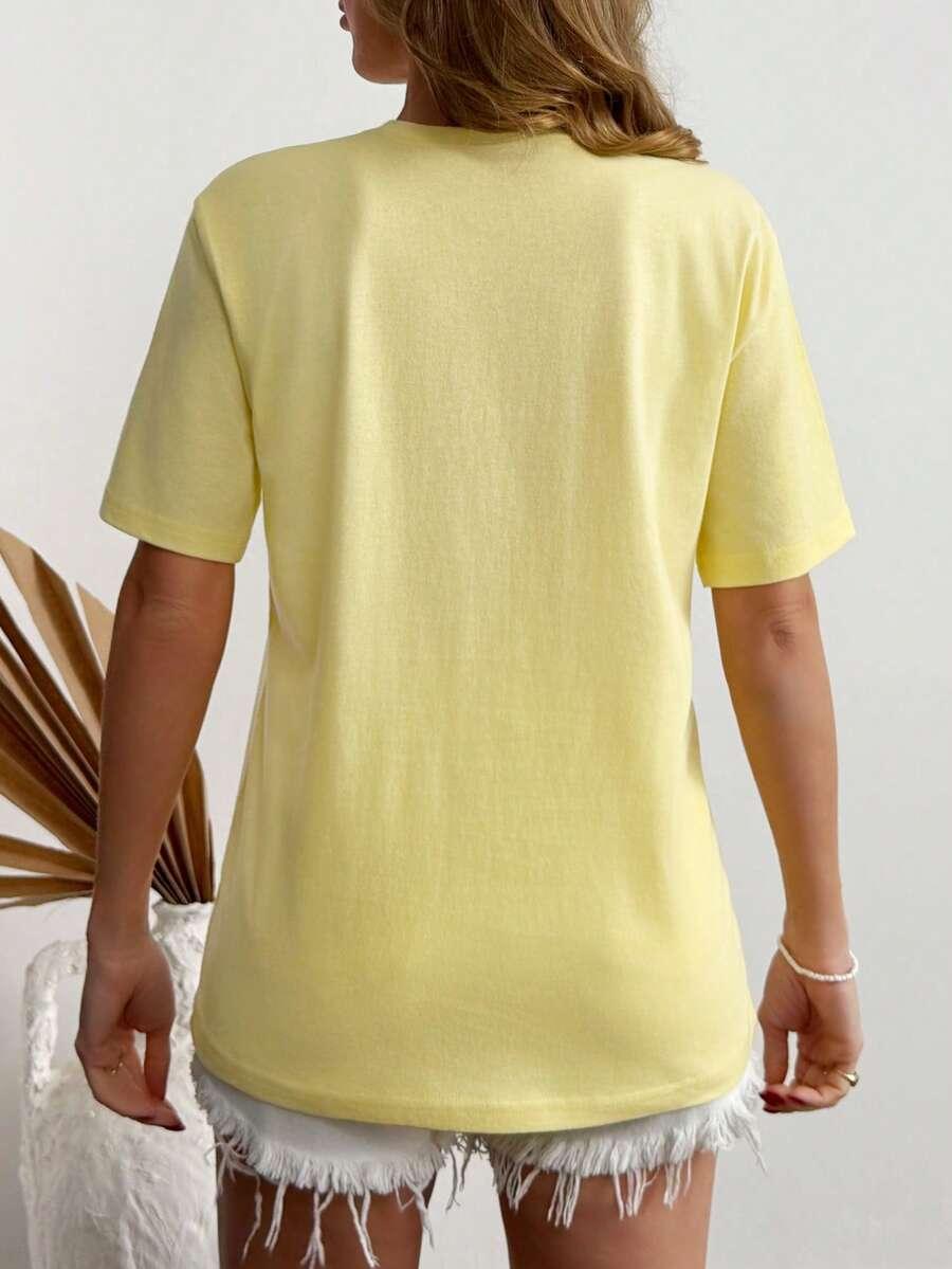 żółty t-shirt nadruk