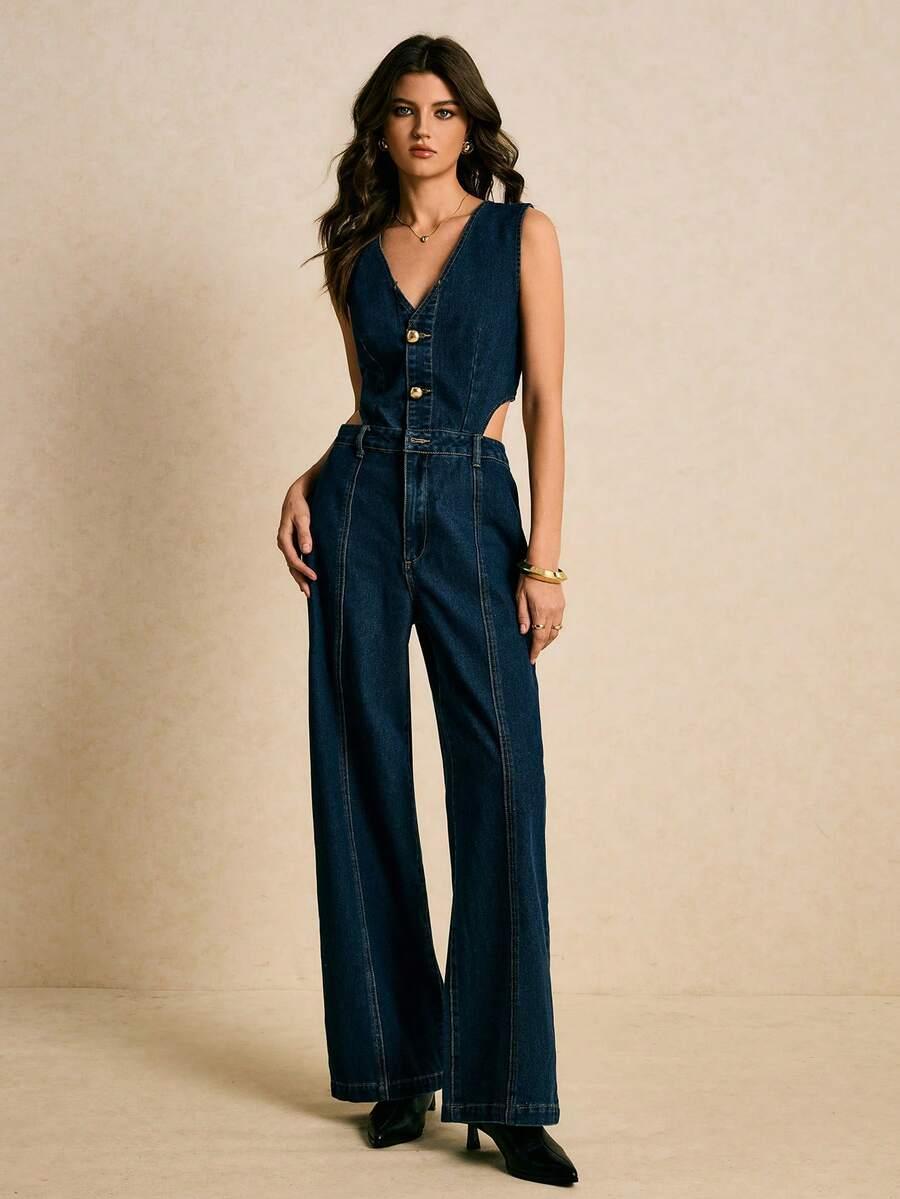 niebieskie kombinezon jeans