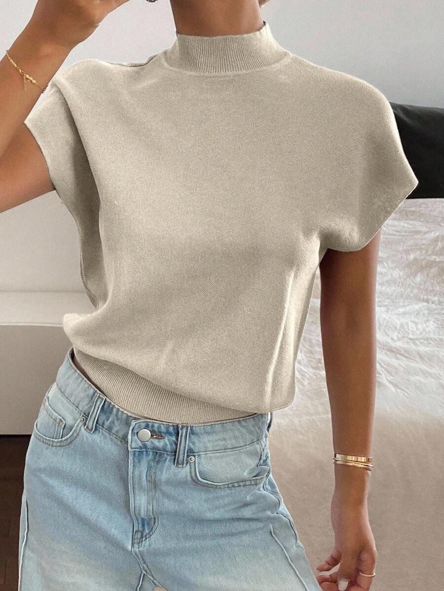 beżowy top dzianina