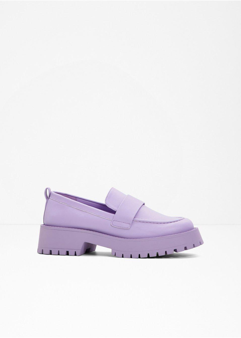 PÓŁBUTY LOAFERSY FIOLETOWE