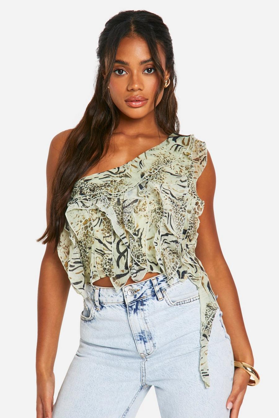 ASYMETRYCZNY TOP ANIMAL PRINT