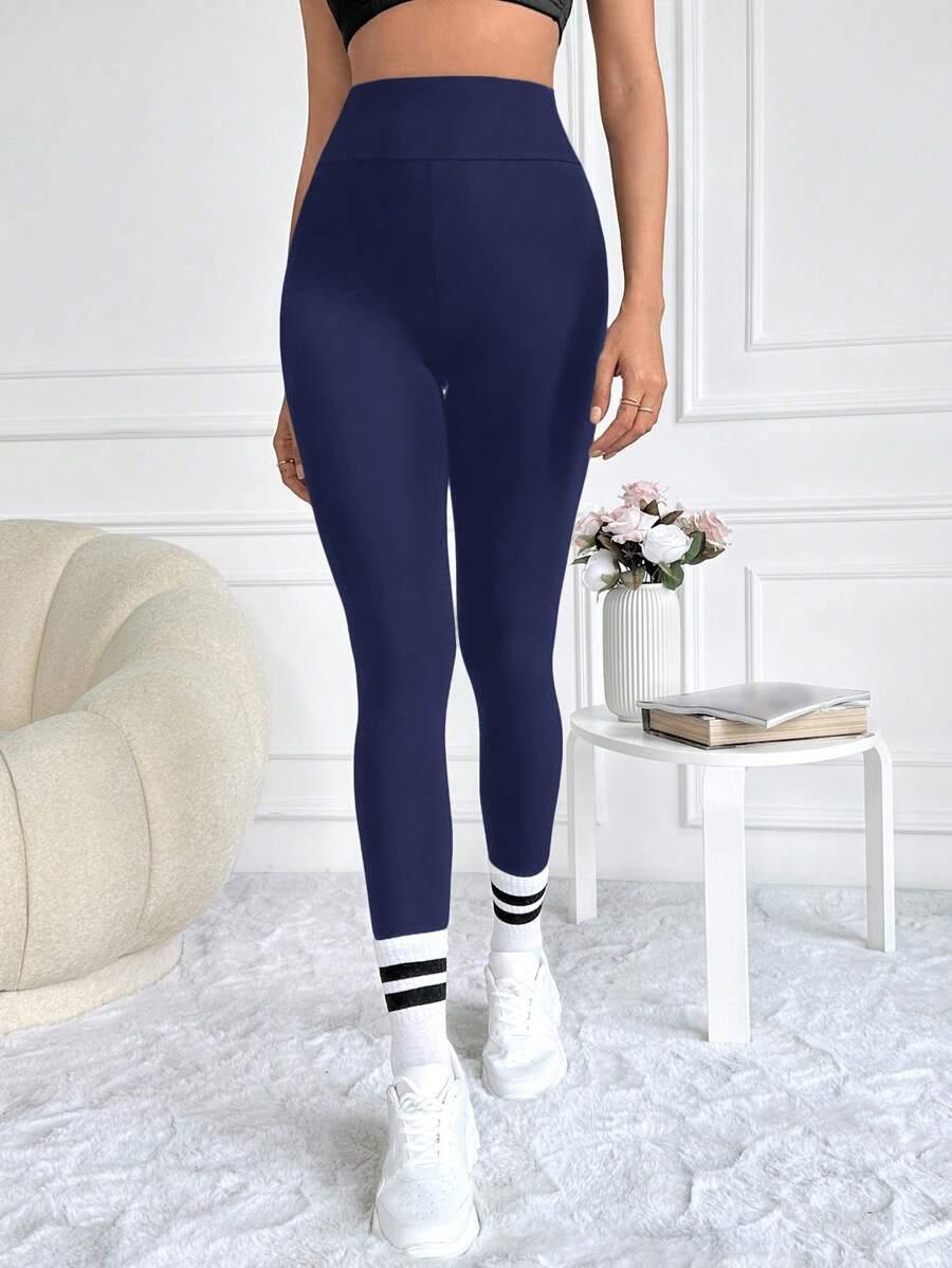 GRANATOWE LEGGINSY WYSOKI STAN 