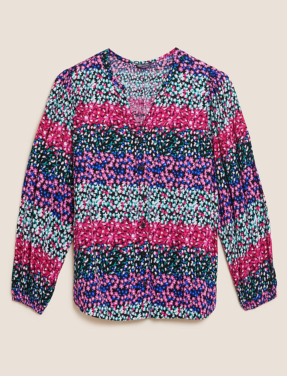 bluzka w kwiaty T41-1485W-ZZ