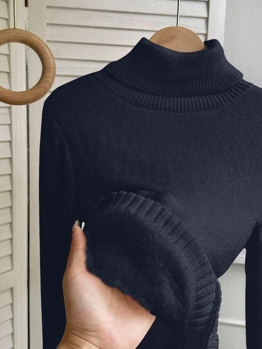 GRANATOWY OCIEPLANY SWETER
