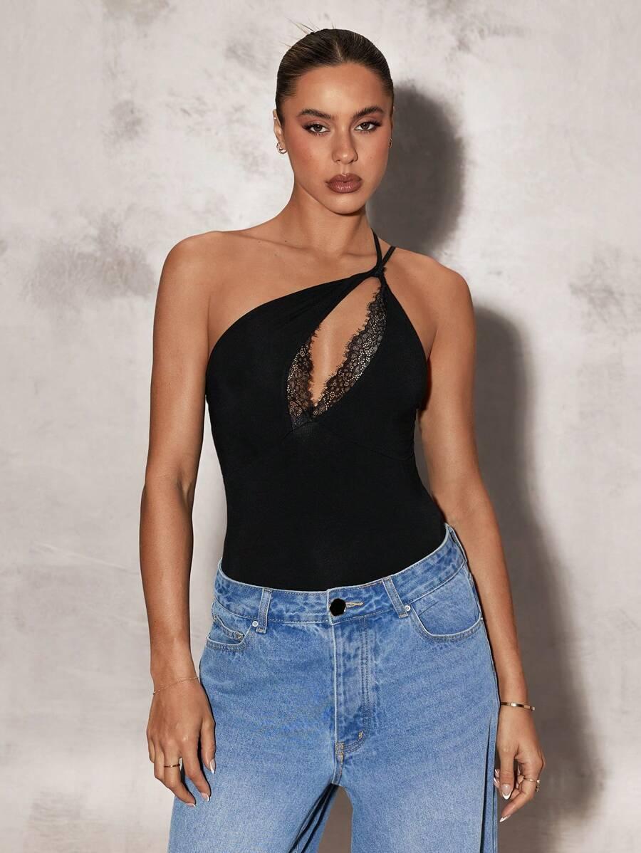 CZARNE ASYMETRYCZNE BODY 