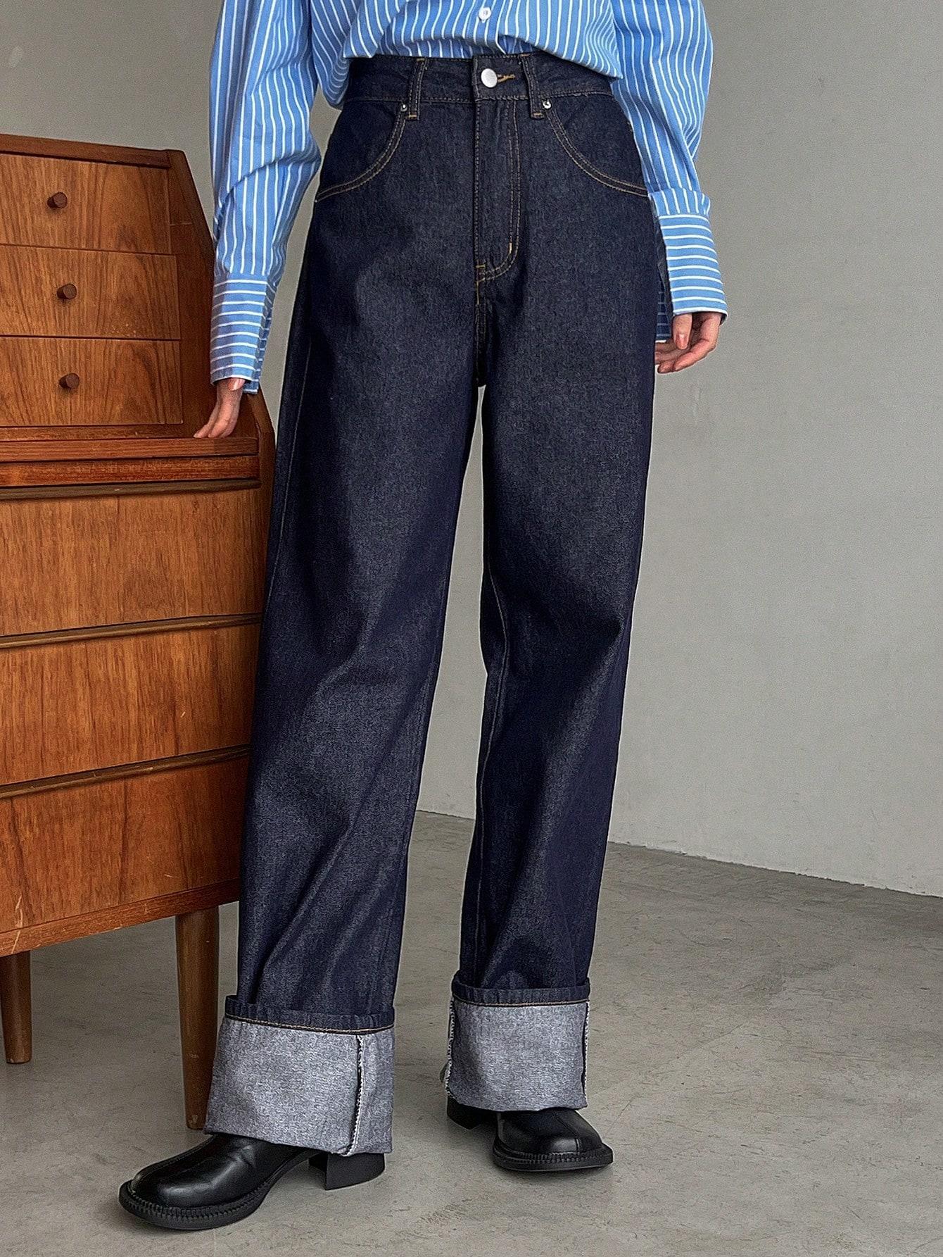bawełniane spodnie jeans wysoki stan 