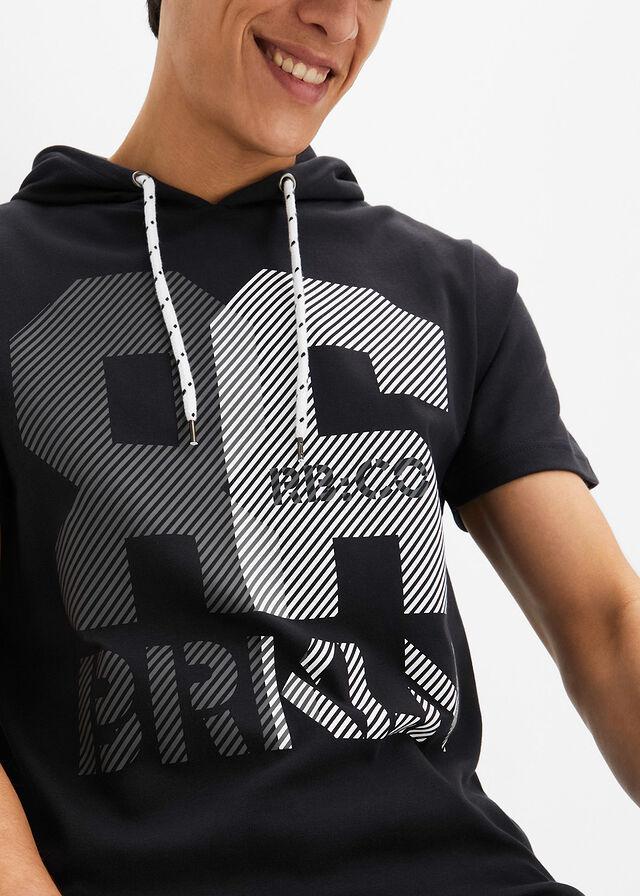 BLUZA Z KAPTUREM I KRÓTKIM RĘKAWEM