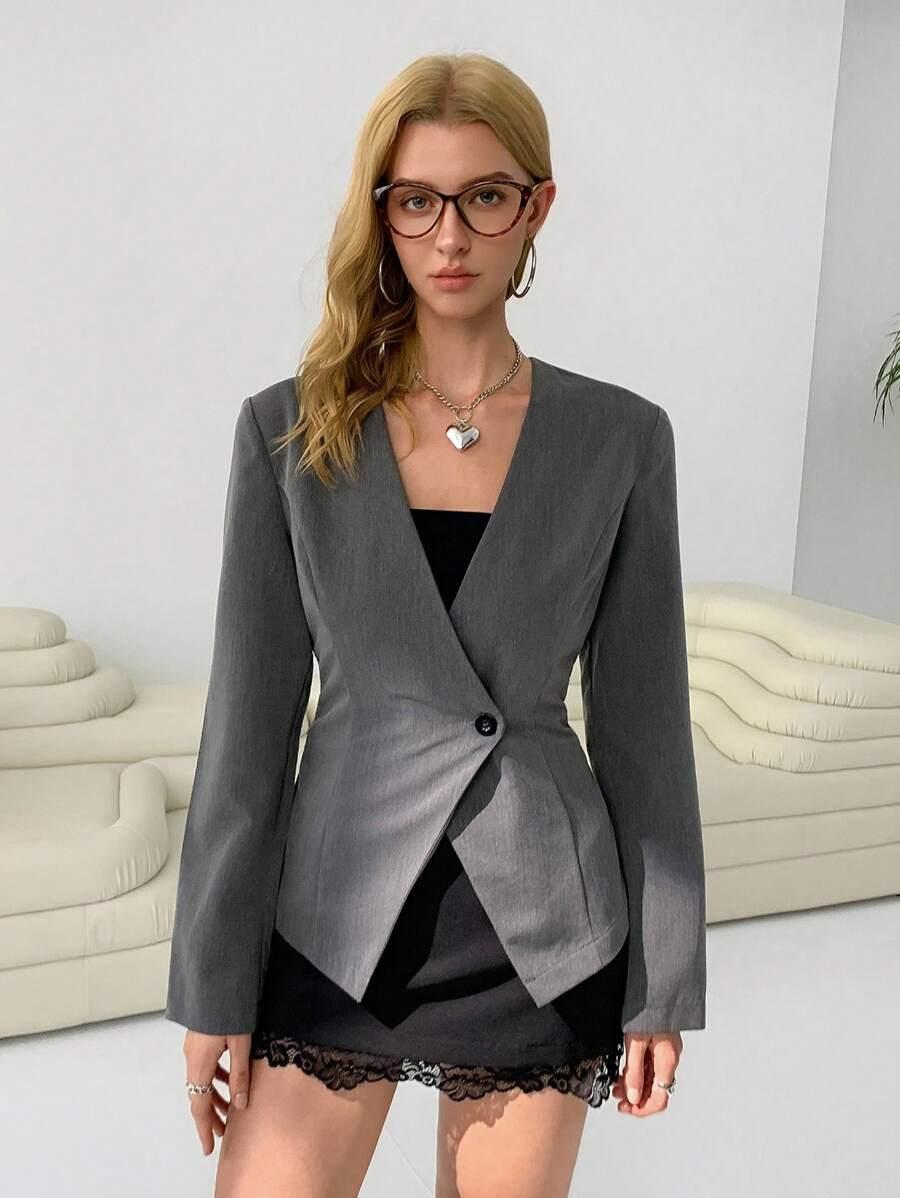 SZARA MARYNARKA GUZIK