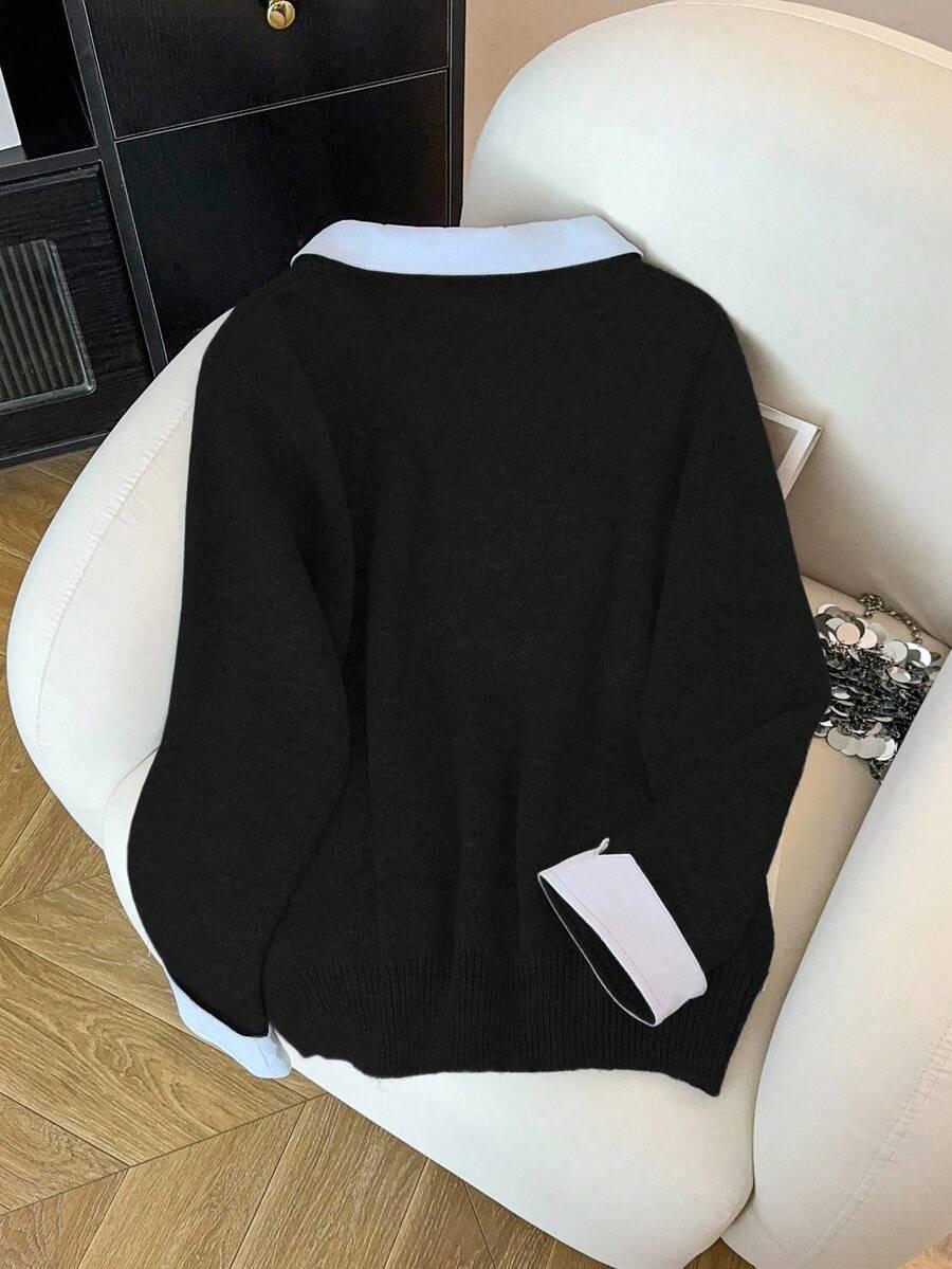 CZARNY SWETER KONTRAST