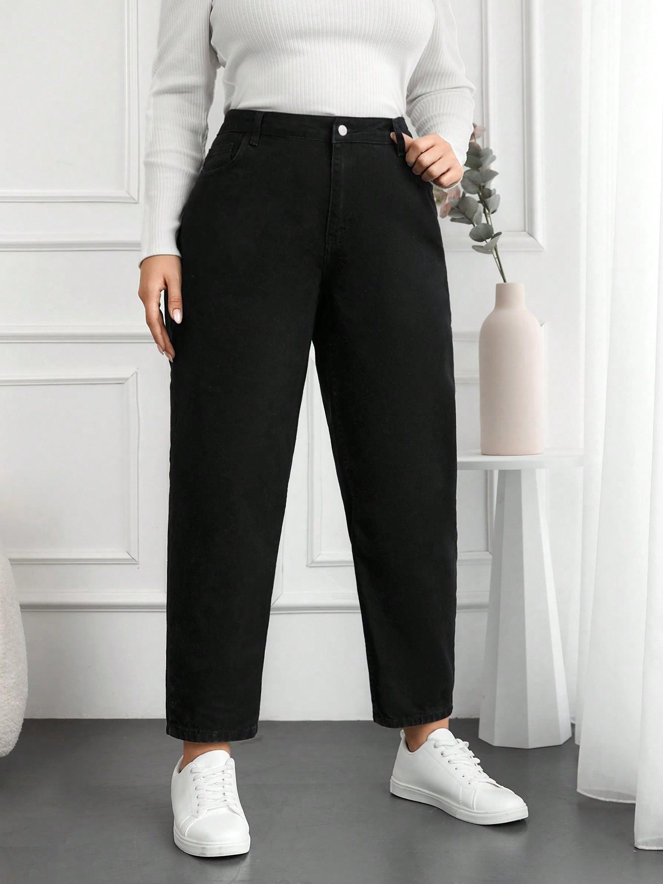 CZARNE SPODNIE MOM JEANS