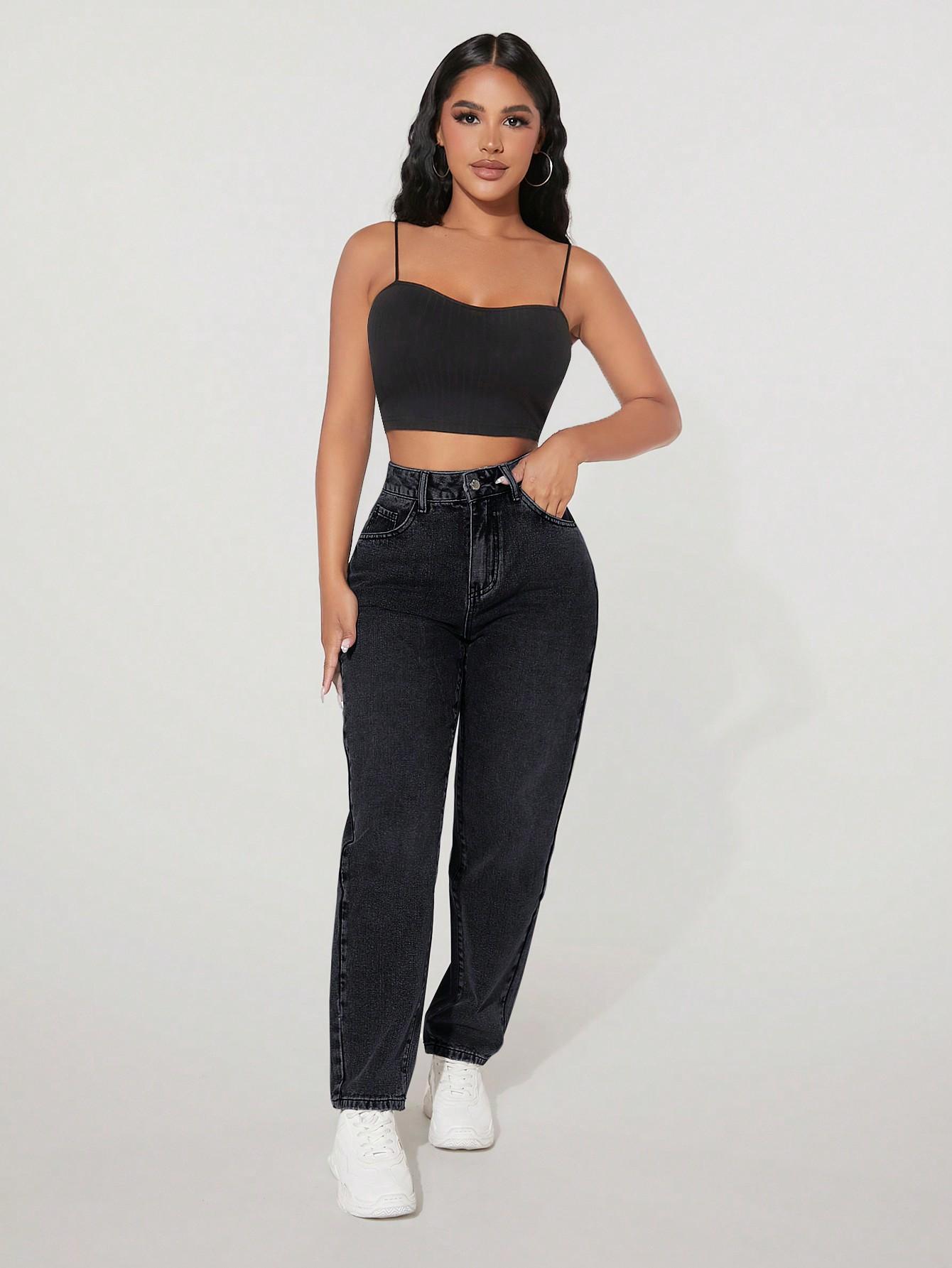 CZARNE SPODNIE JEANS