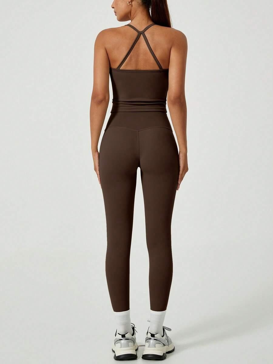 BRĄZOWY TOP LEGGINSY KOMPLET