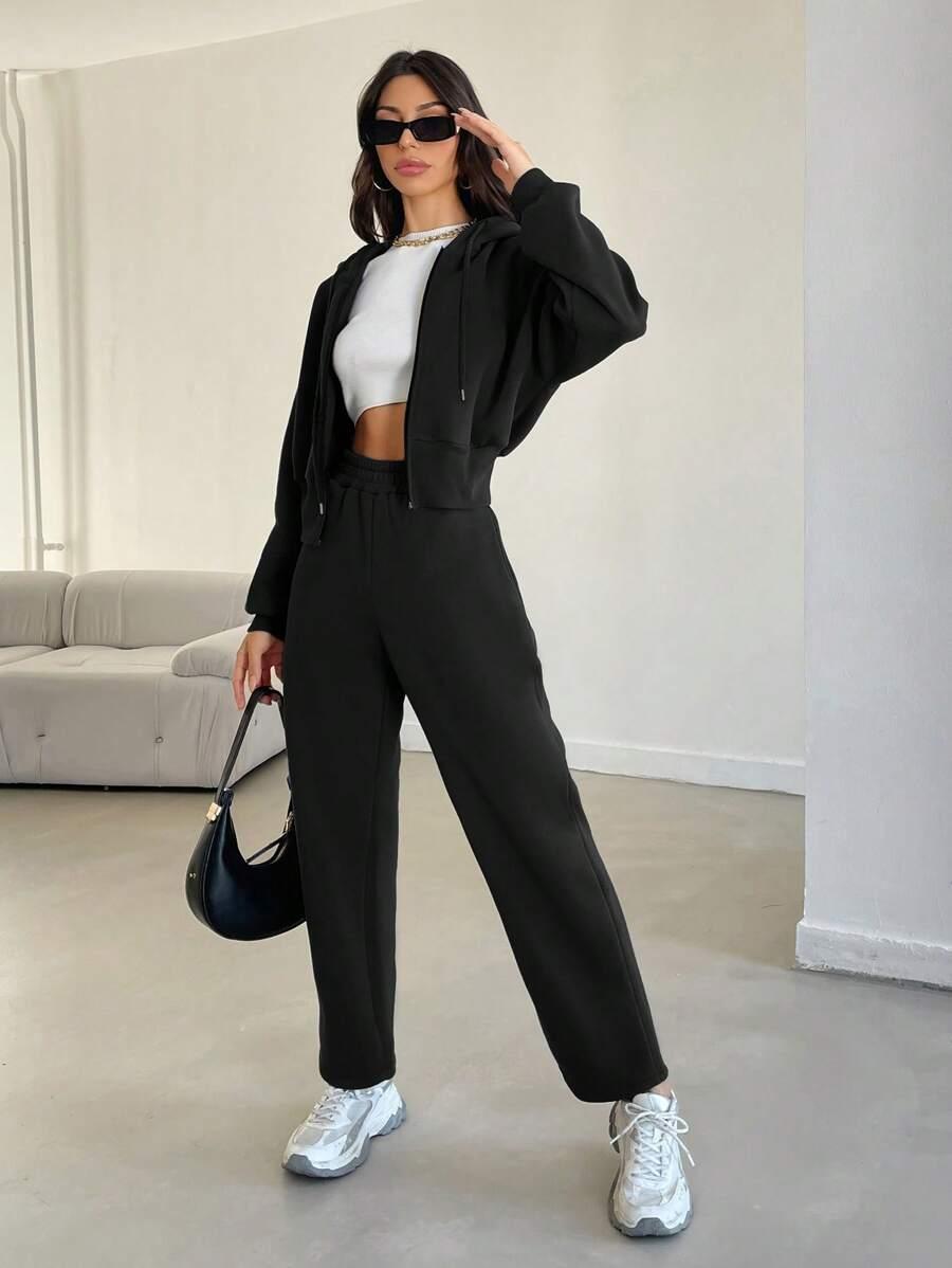 CZARNY KOMPLET DRESOWY BLUZA SPODNIE