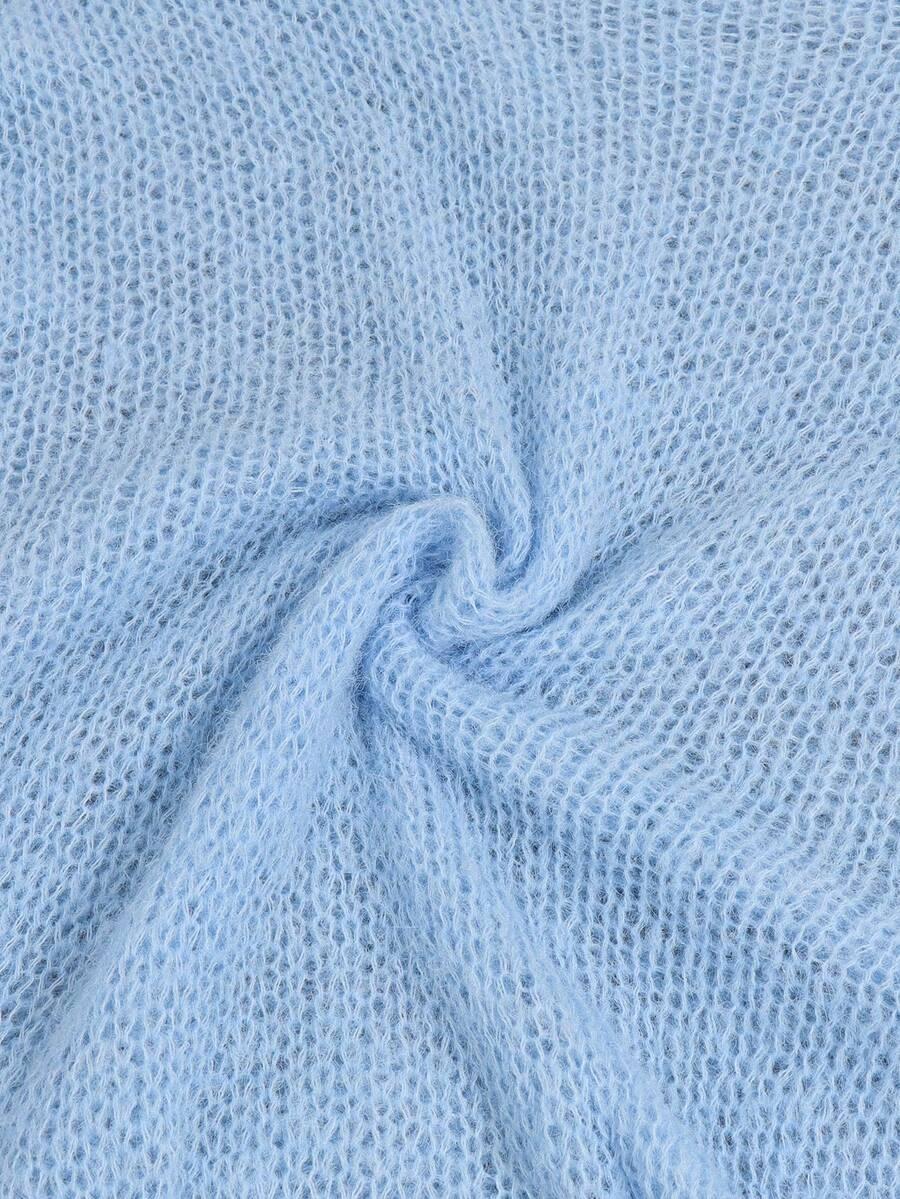 NIEBIESKI SWETER GOLF z domieszką wełny