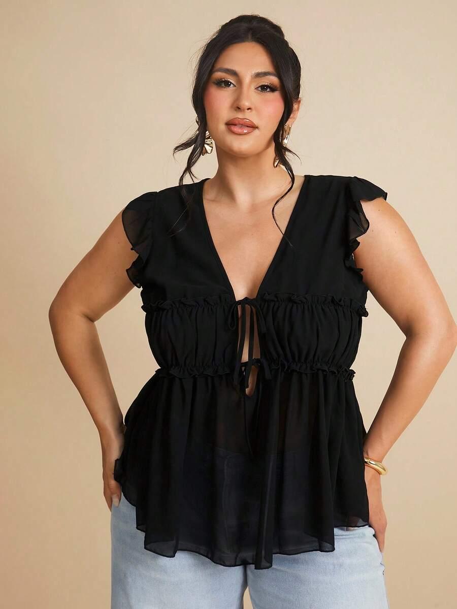 czarna bluzka v-neck