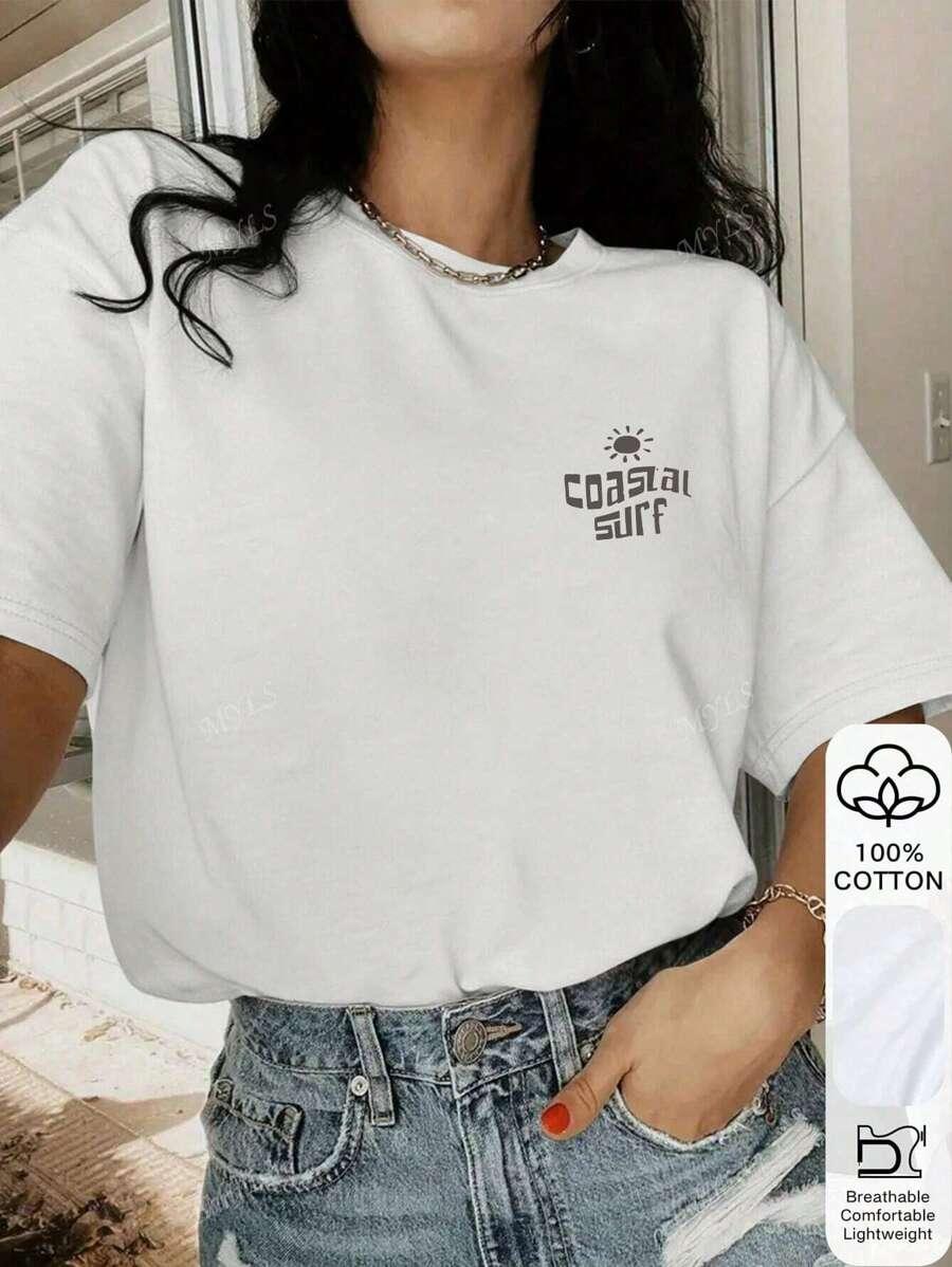 T-SHIRT BAWEŁNIANY Z NADRUKIEM