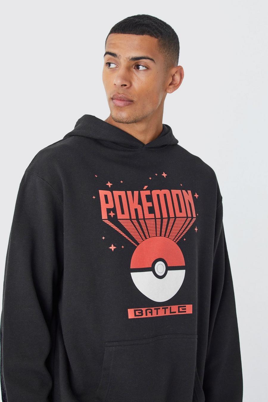 CZARNA BLUZA OVERSIZE KAPTUR NADRUK POKEMON