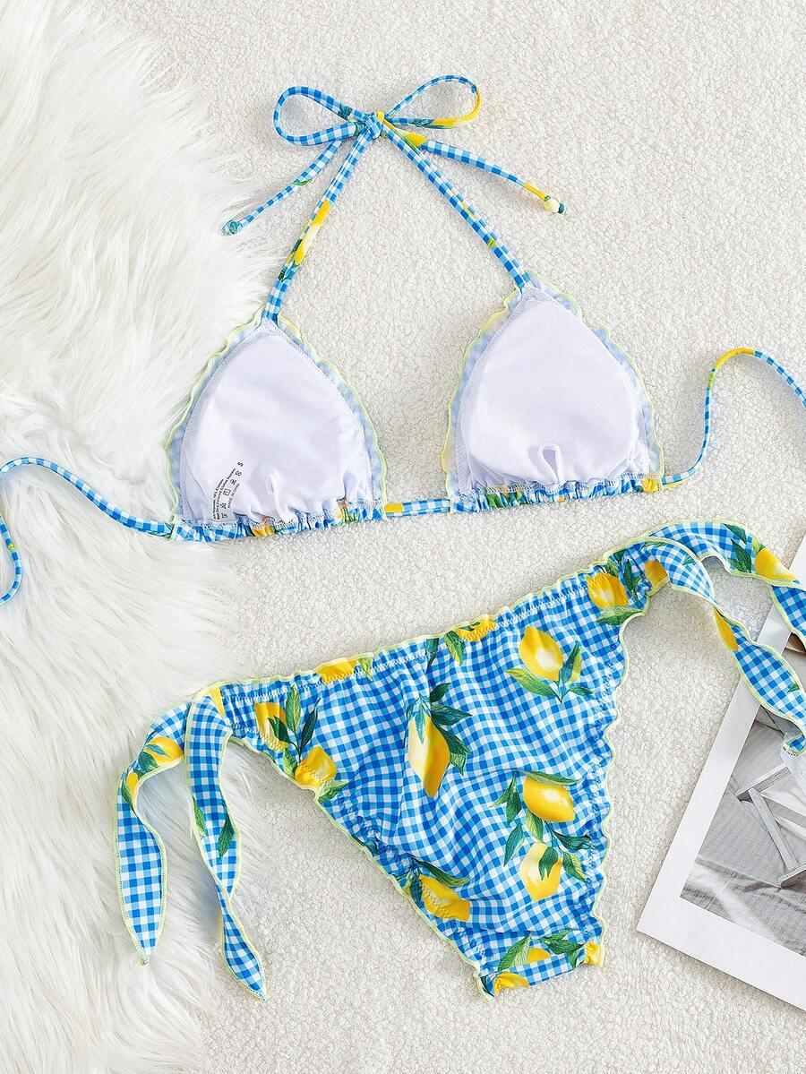 komplet bikini wzór cytrynki
