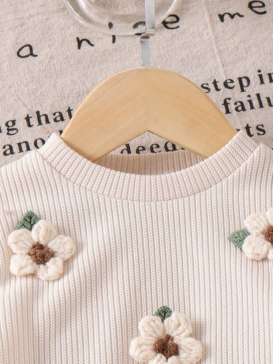 sweter spodnie komplet kwiaty 