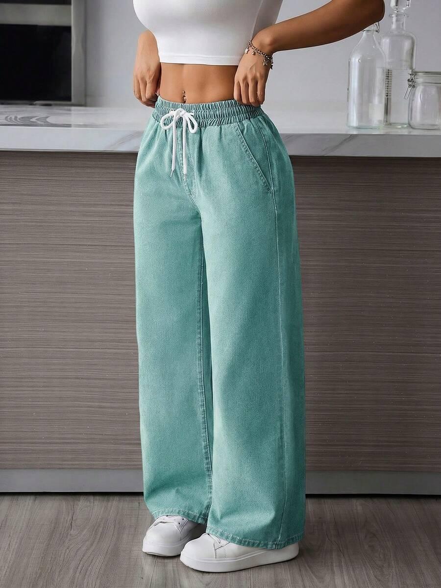 ZIELONE SPODNIE JEANS