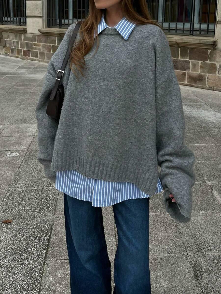 SZARY SWETER OVERSIZE